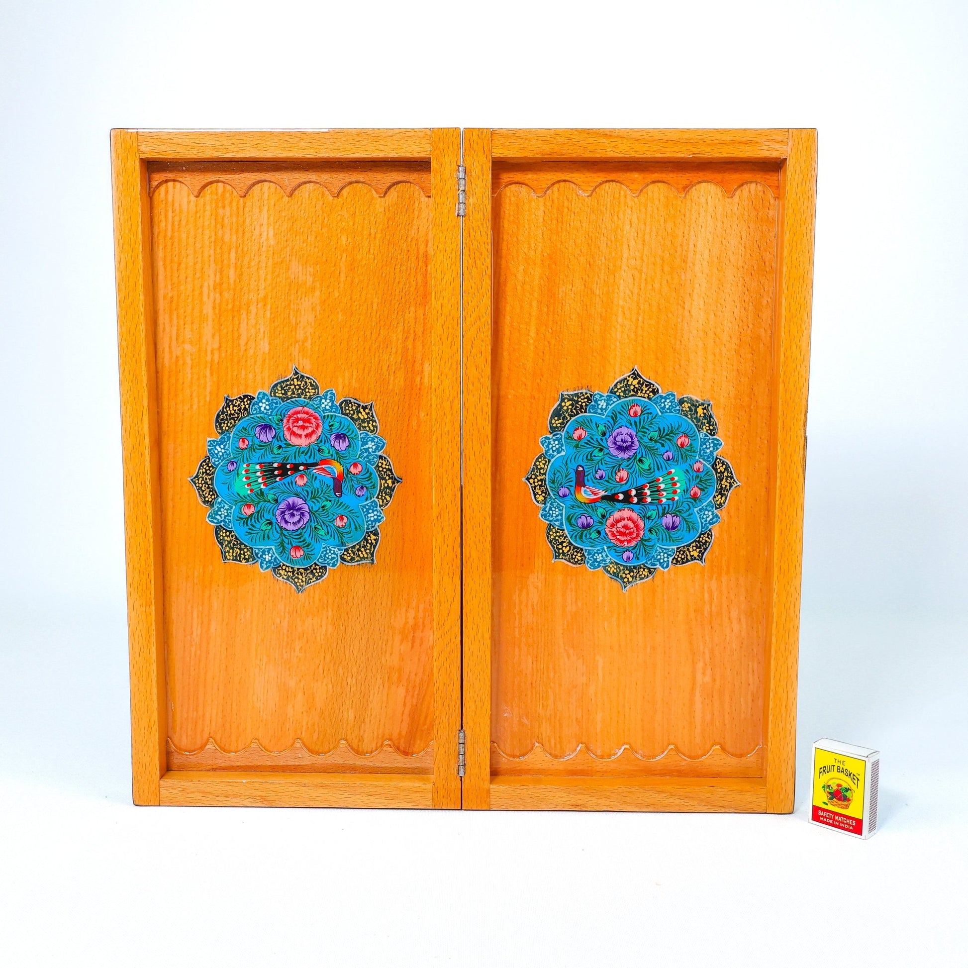 Backgammon Board – Beechwood Interior – Khatam Painting – Design 14 – Size 40 cm - Meraas Gallery