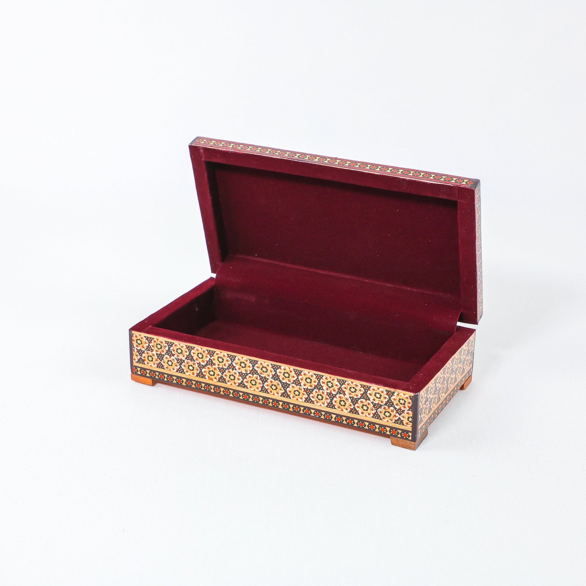 Khatam Box – Tazhib Painting – Velvet Interior – Size 10 × 20 cm - Meraas Gallery