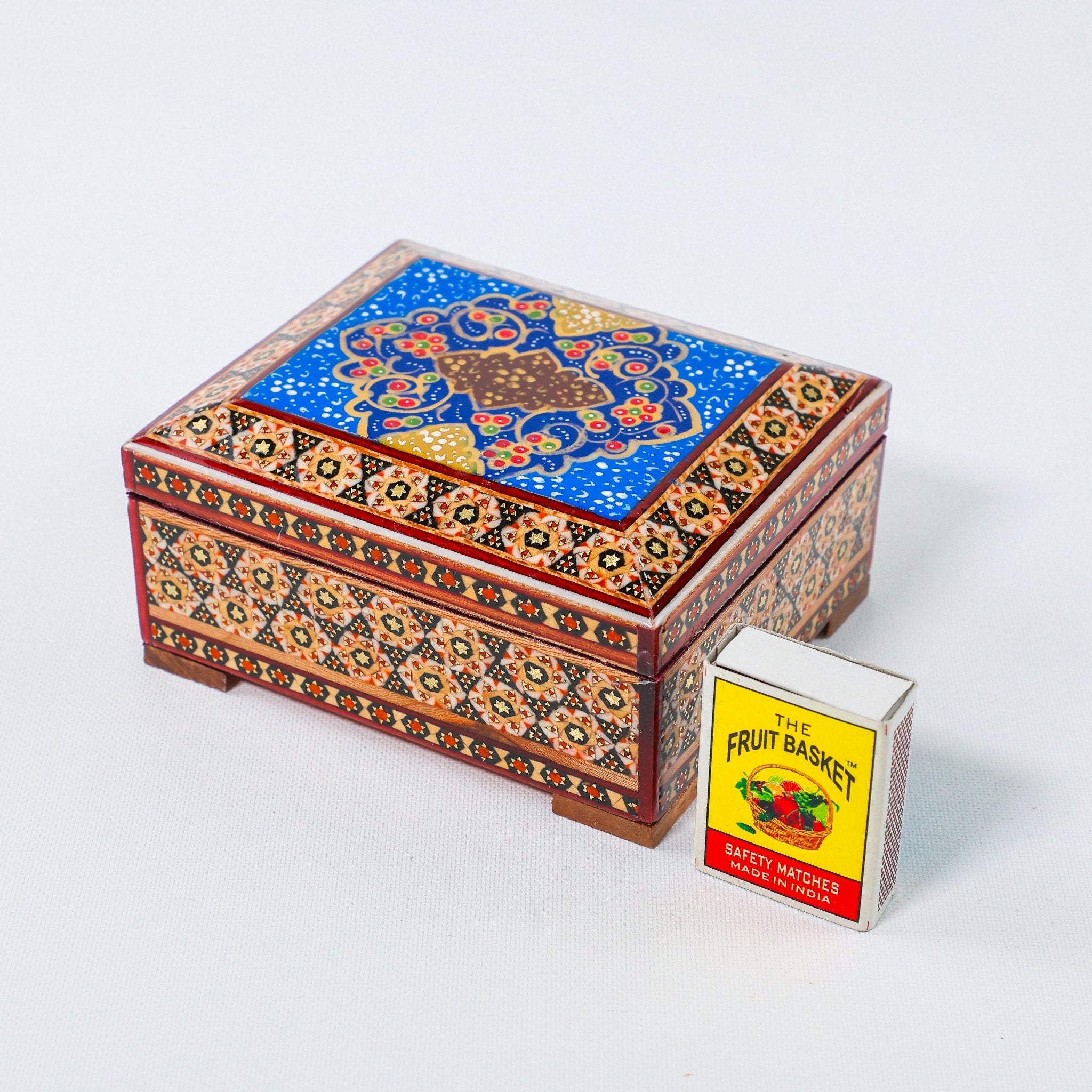 Khatam Box – Tazhib Painting – Velvet Interior (Standard) – Size 10 × 12 cm - Meraas Gallery