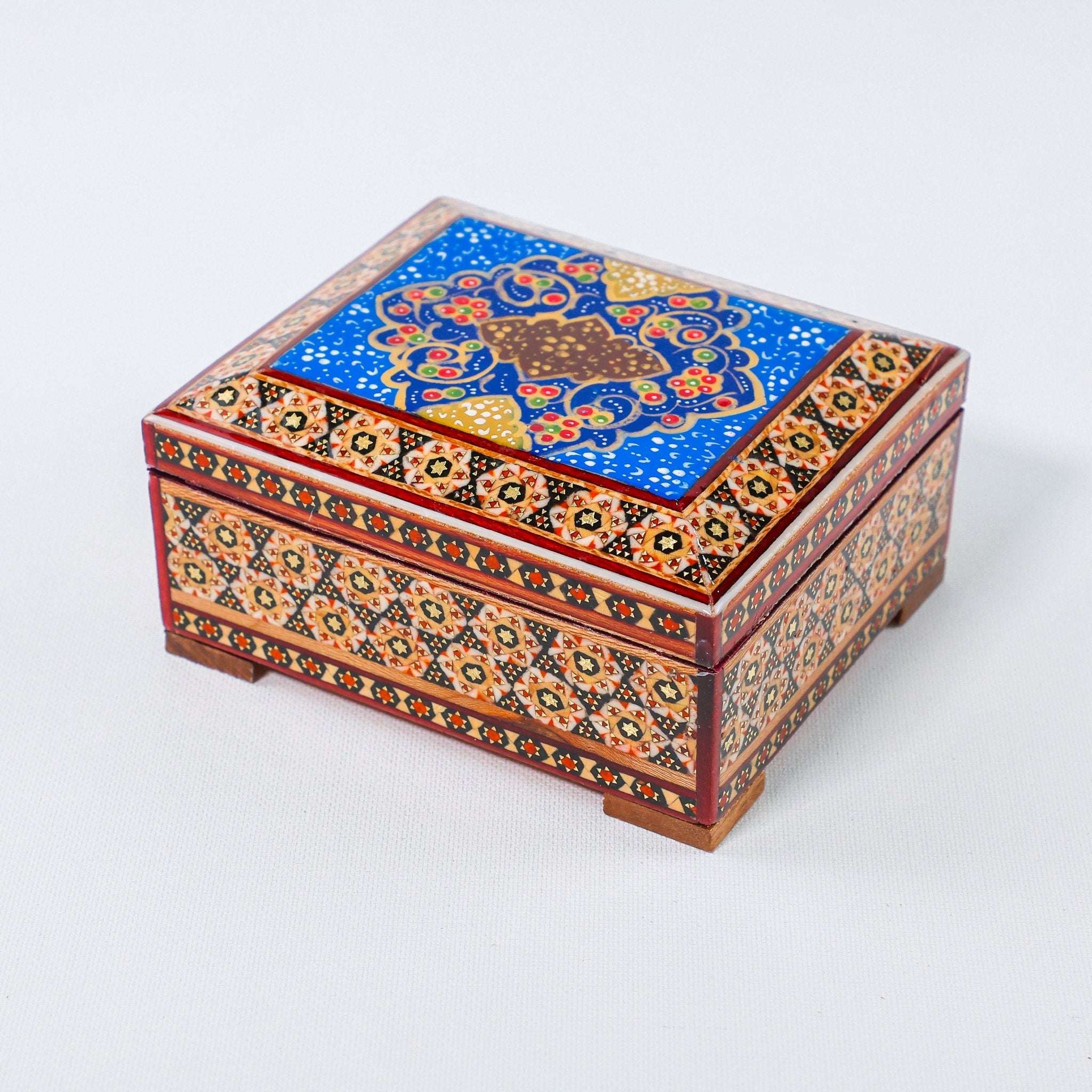 Khatam Box – Tazhib Painting – Velvet Interior (Standard) – Size 10 × 12 cm - Meraas Gallery
