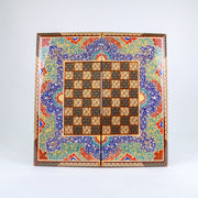 Backgammon & Chess Board – Columned Design – Hand - Painted Tazhib – Design 02 – Size 50 cm - Meraas Gallery