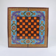 Backgammon & Chess Board – Columned Design – Hand - Painted Tazhib – Design 04 – Size 50 cm - Meraas Gallery