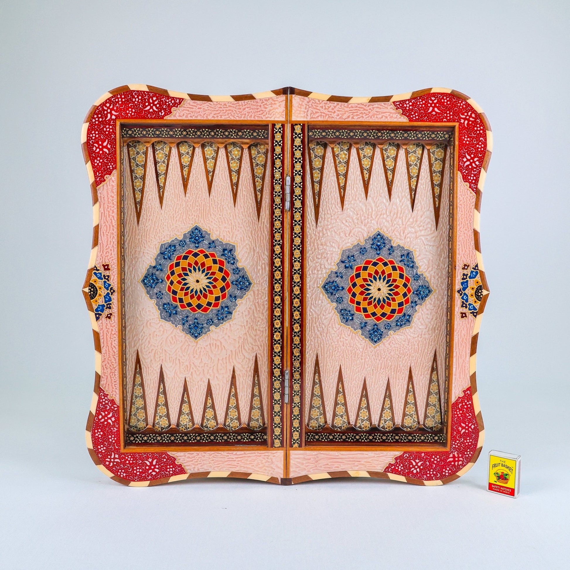 Backgammon & Chess Board – Columned Design – Hand - Painted Tazhib – Design 05 – Size 50 cm - Meraas Gallery
