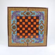 Backgammon & Chess Board – Columned Design – Hand - Painted Tazhib – Design 06 – Size 50 cm - Meraas Gallery