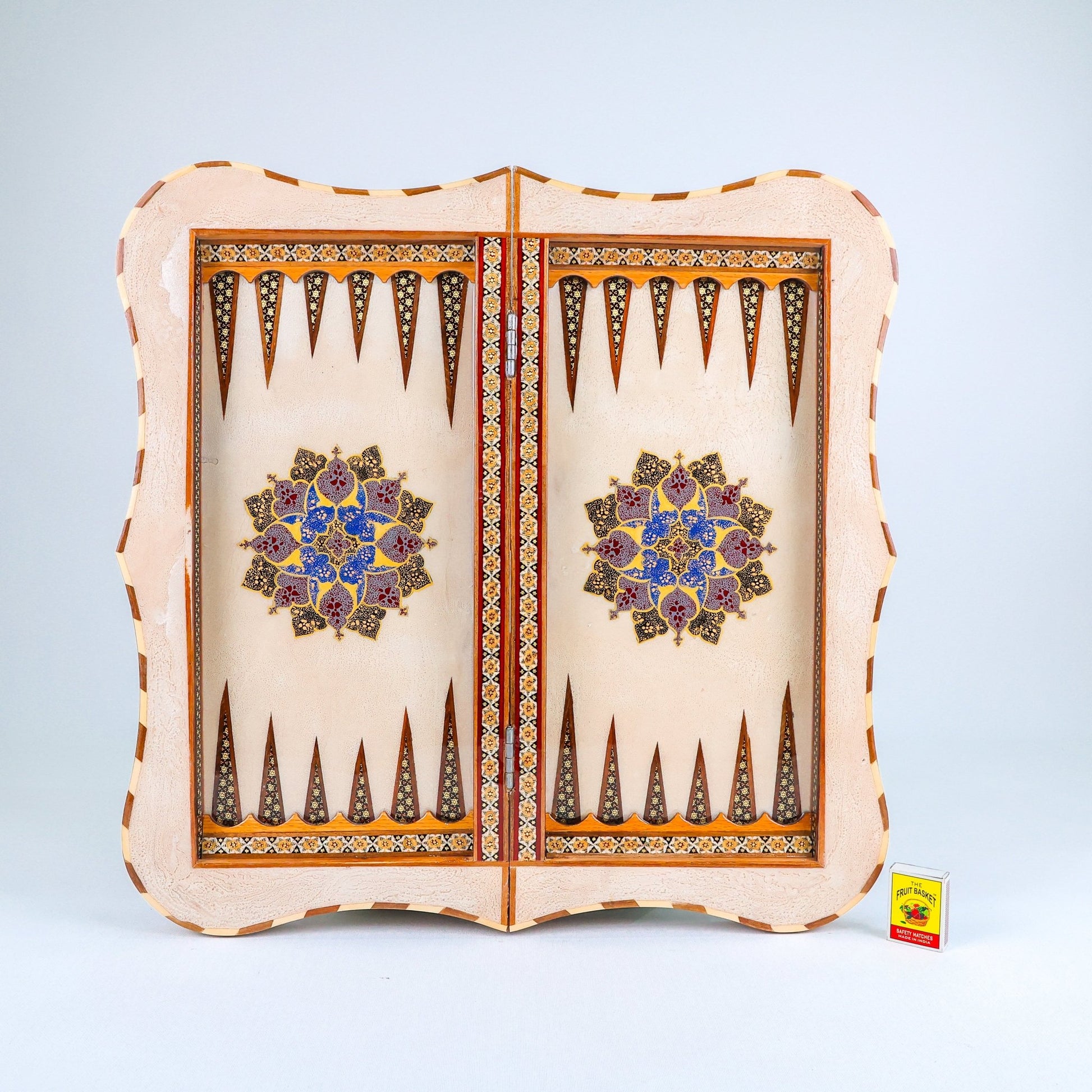 Backgammon & Chess Board – Columned Design – Hand - Painted Tazhib – Design 08 – Size 50 cm - Meraas Gallery