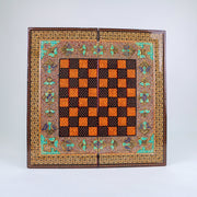 Backgammon & Chess Board – Columned Design – Hand - Painted Tazhib – Design 09 – Size 50 cm - Meraas Gallery