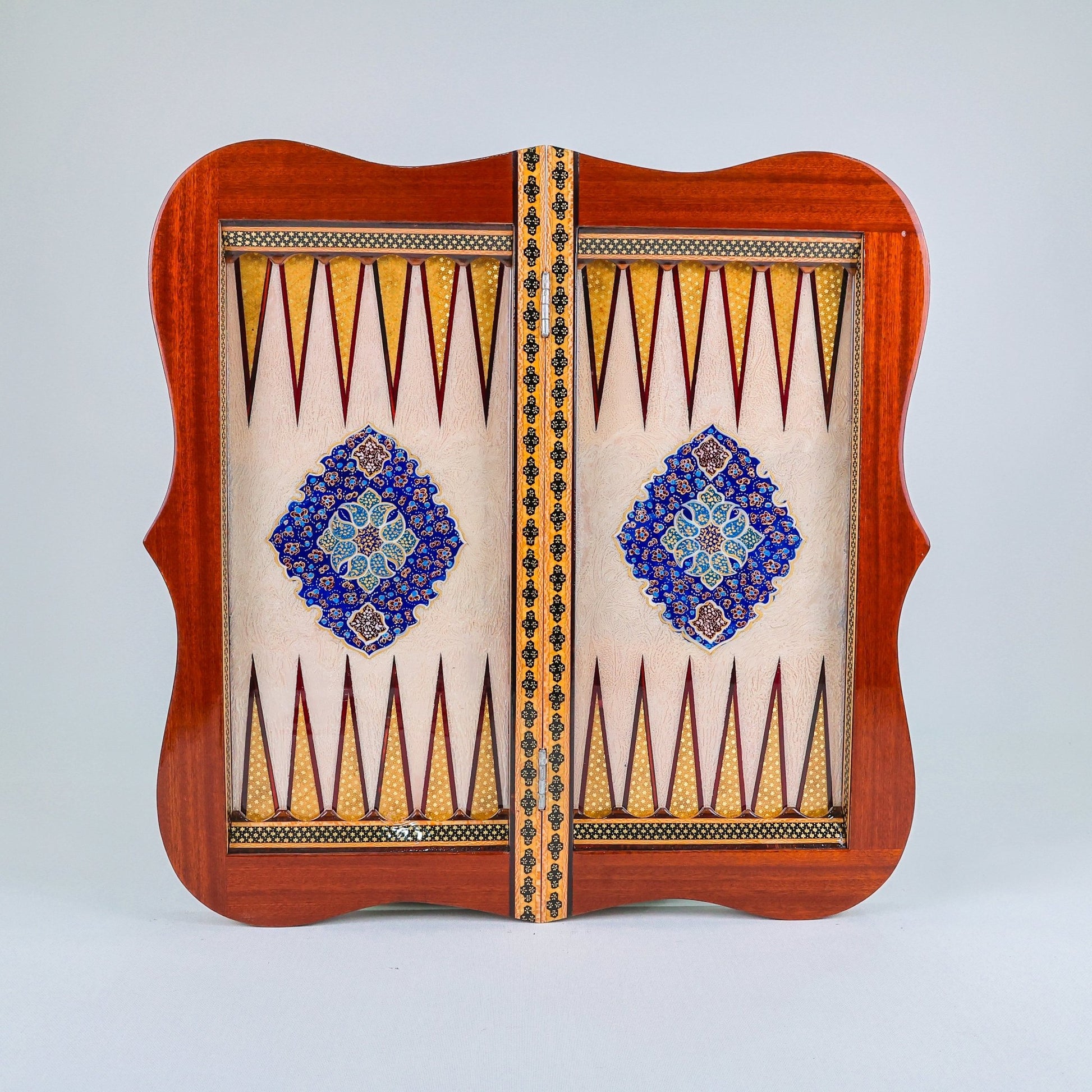 Backgammon & Chess Board – Columned Design – Hand - Painted Tazhib – Design 12 – Size 50 cm - Meraas Gallery