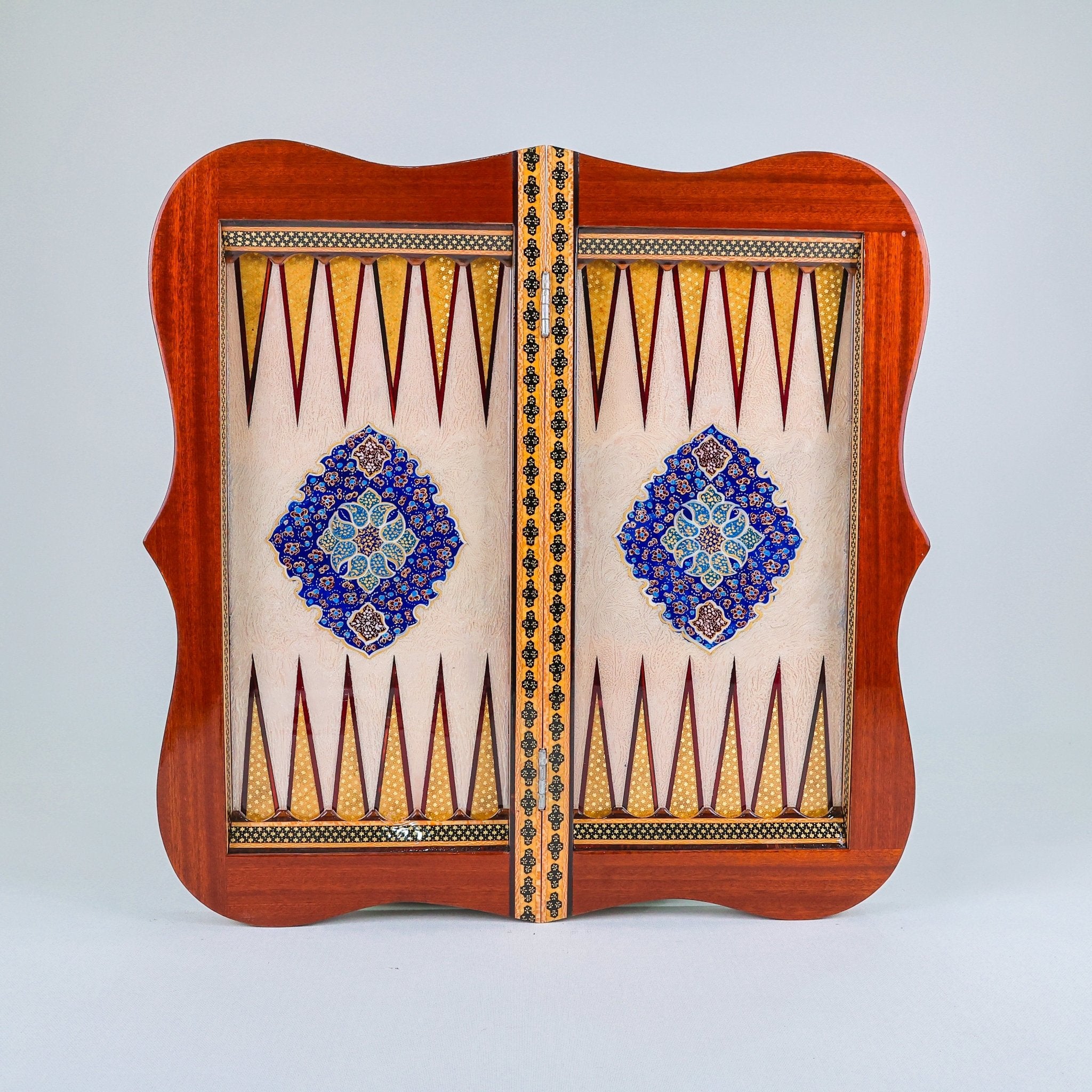 Backgammon & Chess Board – Columned Design – Hand - Painted Tazhib – Design 12 – Size 50 cm - Meraas Gallery