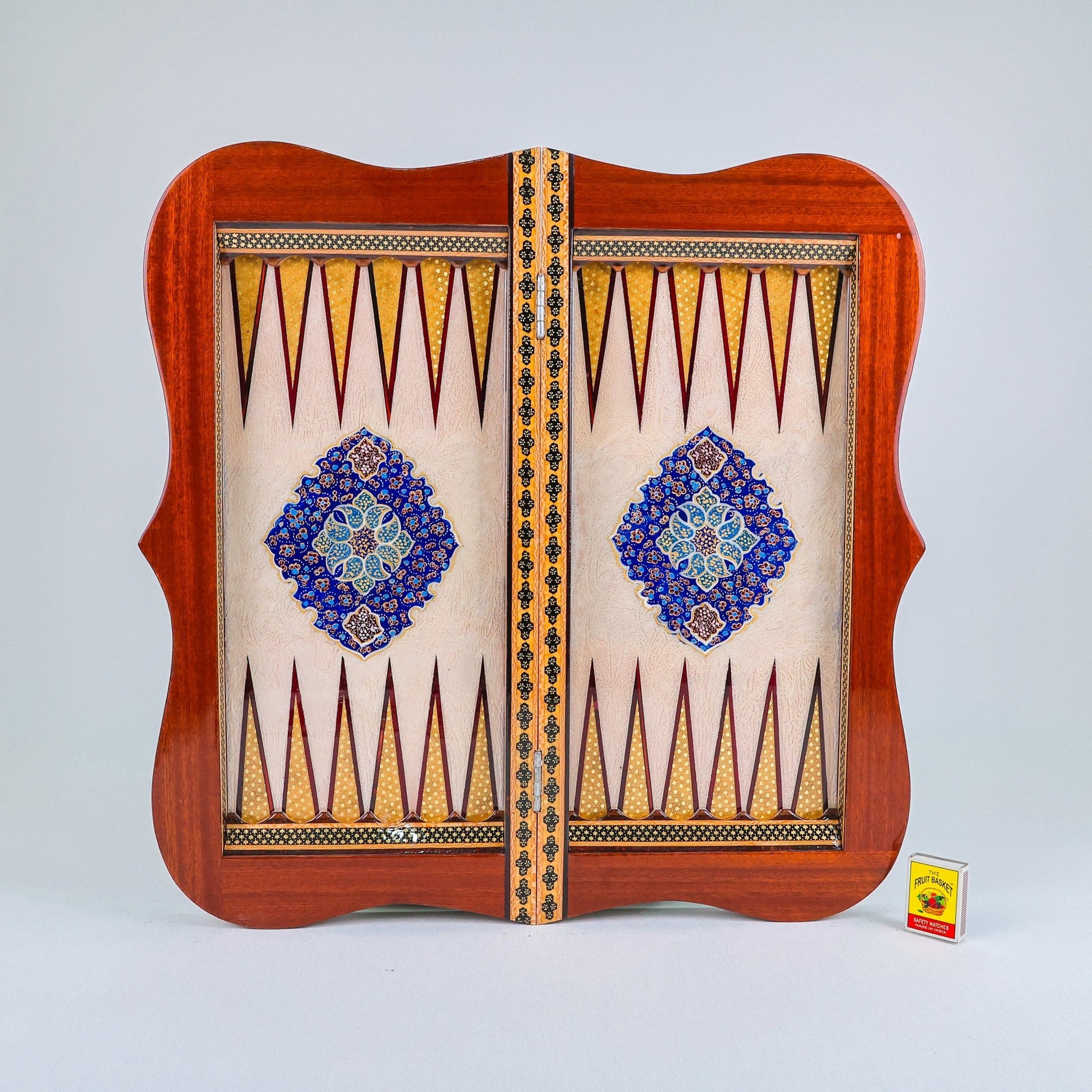 Backgammon & Chess Board – Columned Design – Hand - Painted Tazhib – Design 12 – Size 50 cm - Meraas Gallery