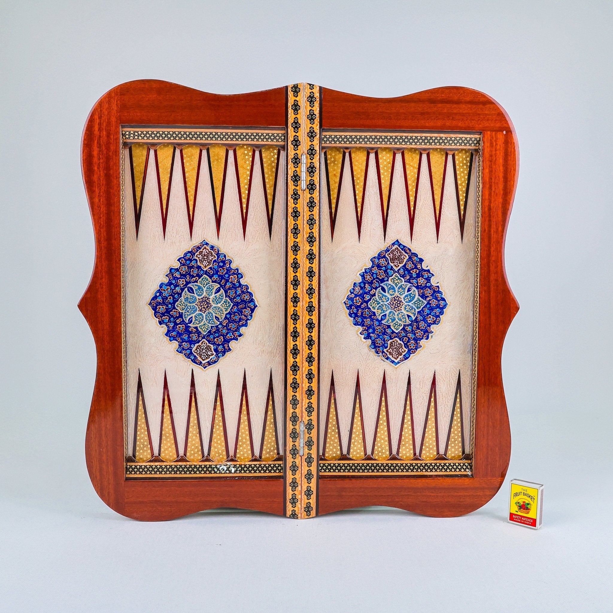 Backgammon & Chess Board – Columned Design – Hand - Painted Tazhib – Design 12 – Size 50 cm - Meraas Gallery
