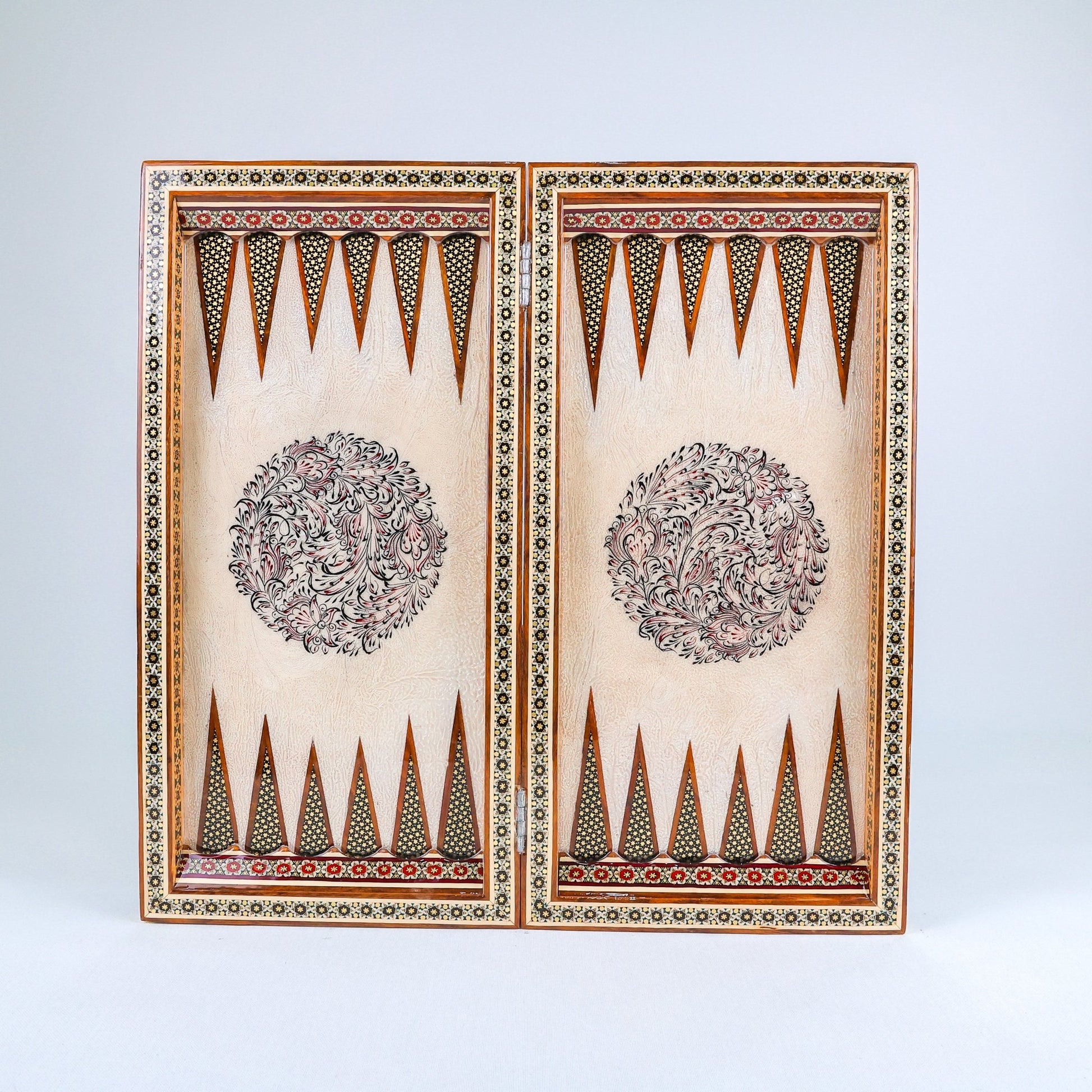 Backgammon & Chess Board – Khatam Inlay – Khatabi Tazhib Style – Design 01 - Meraas Gallery