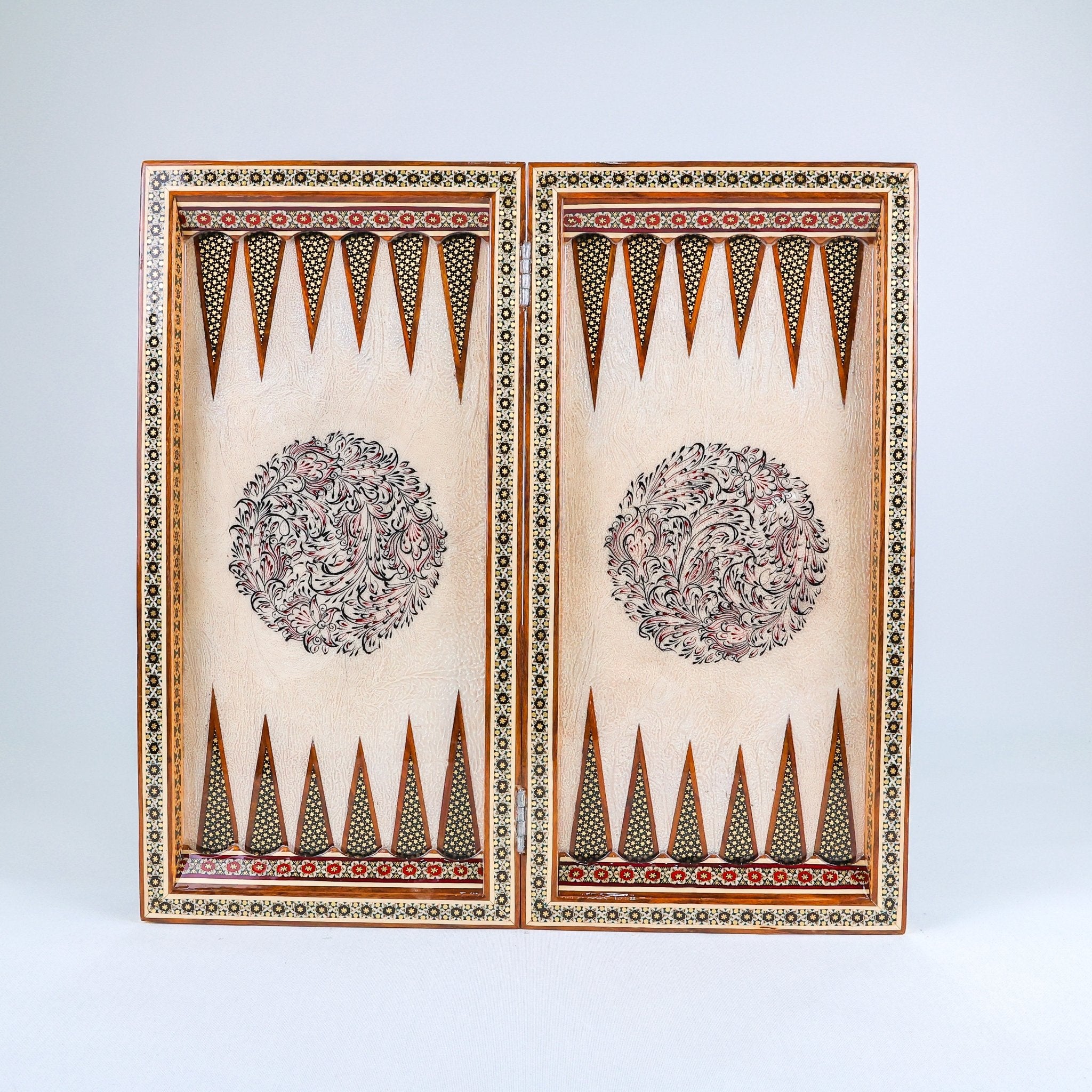 Backgammon & Chess Board – Khatam Inlay – Khatabi Tazhib Style – Design 01 - Meraas Gallery