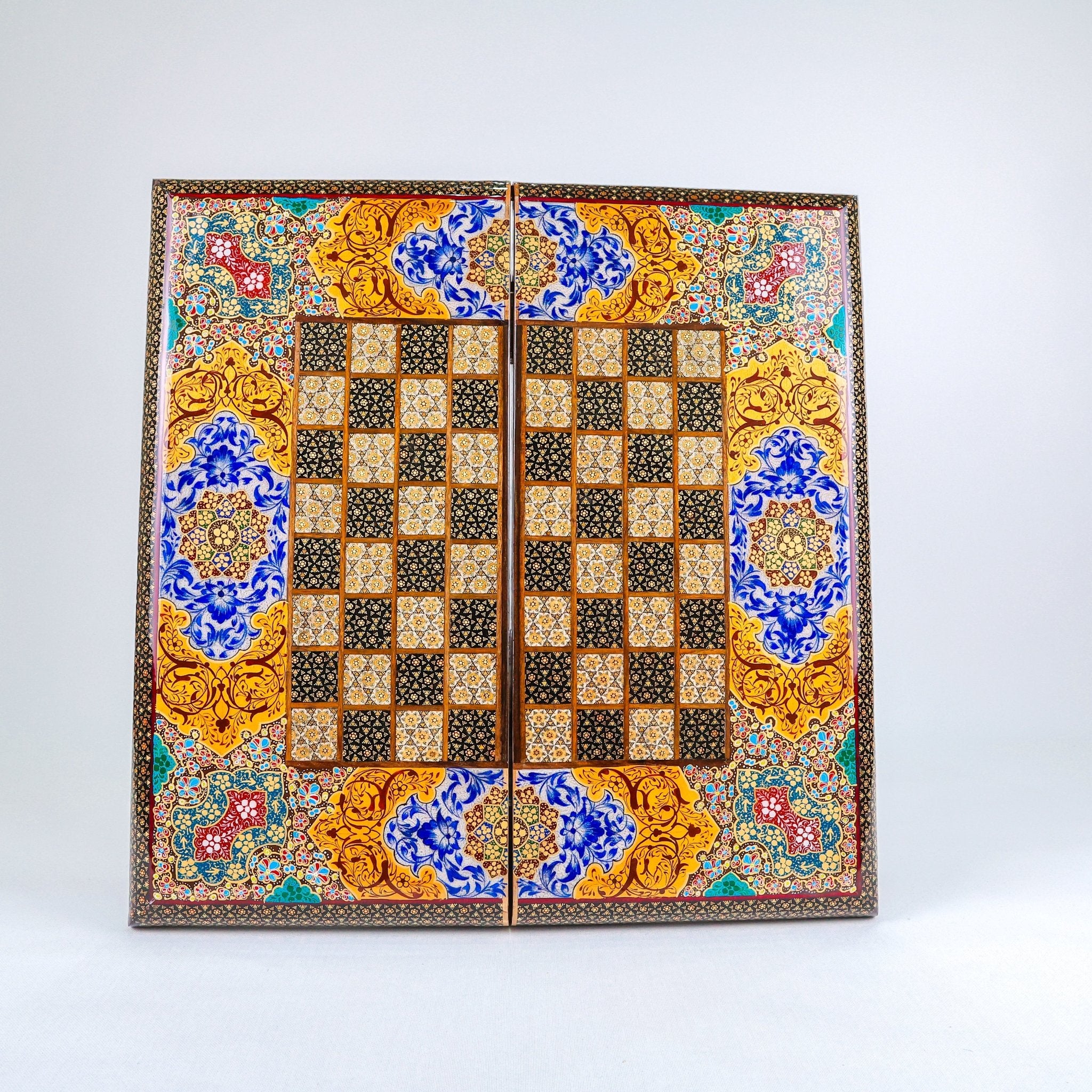 Backgammon Board – Full Khatam – Ajur Style – Tazhib Design 01 – Size 50 cm - Meraas Gallery