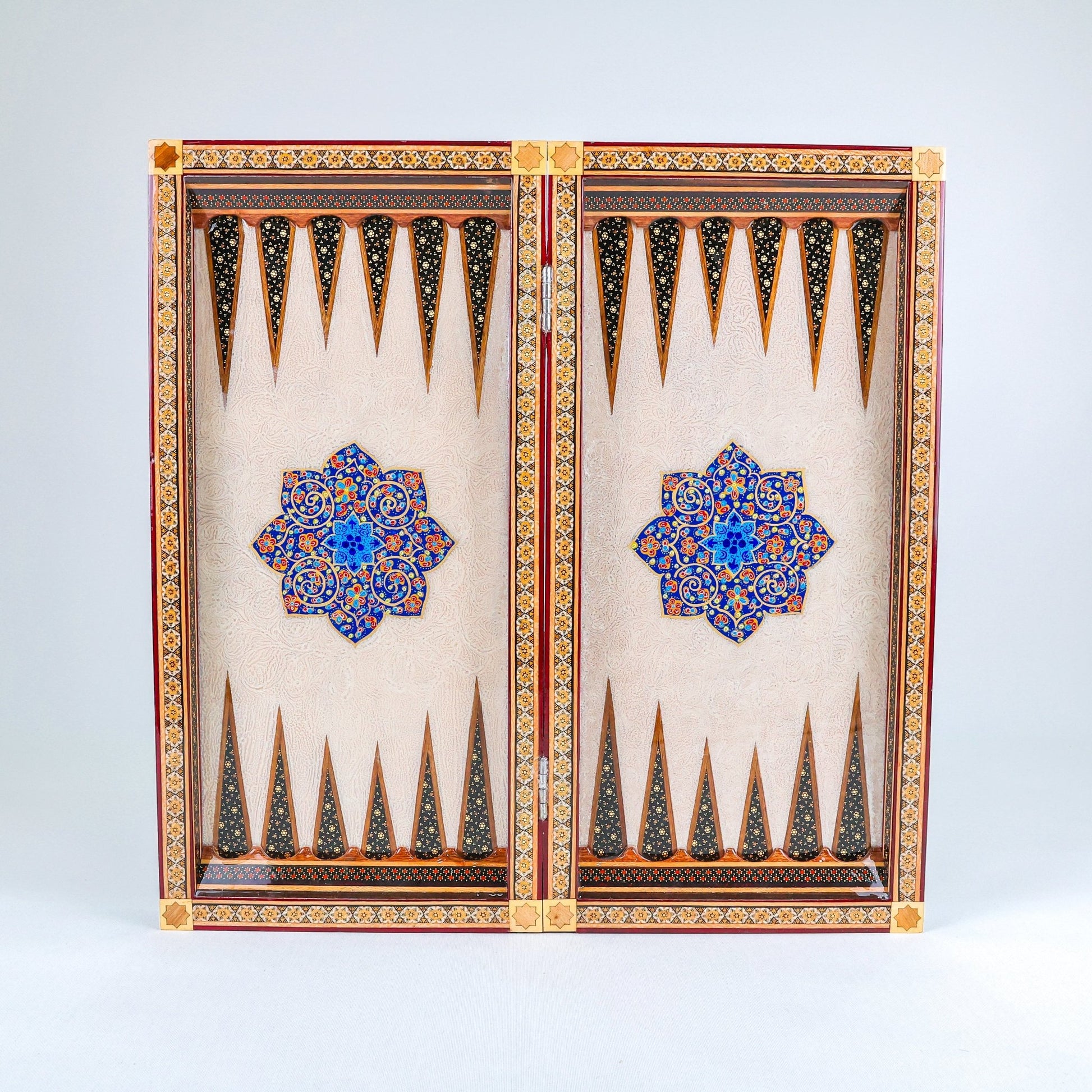 Backgammon Board – Full Khatam – Ajur Style – Tazhib Design 01 – Size 50 cm - Meraas Gallery