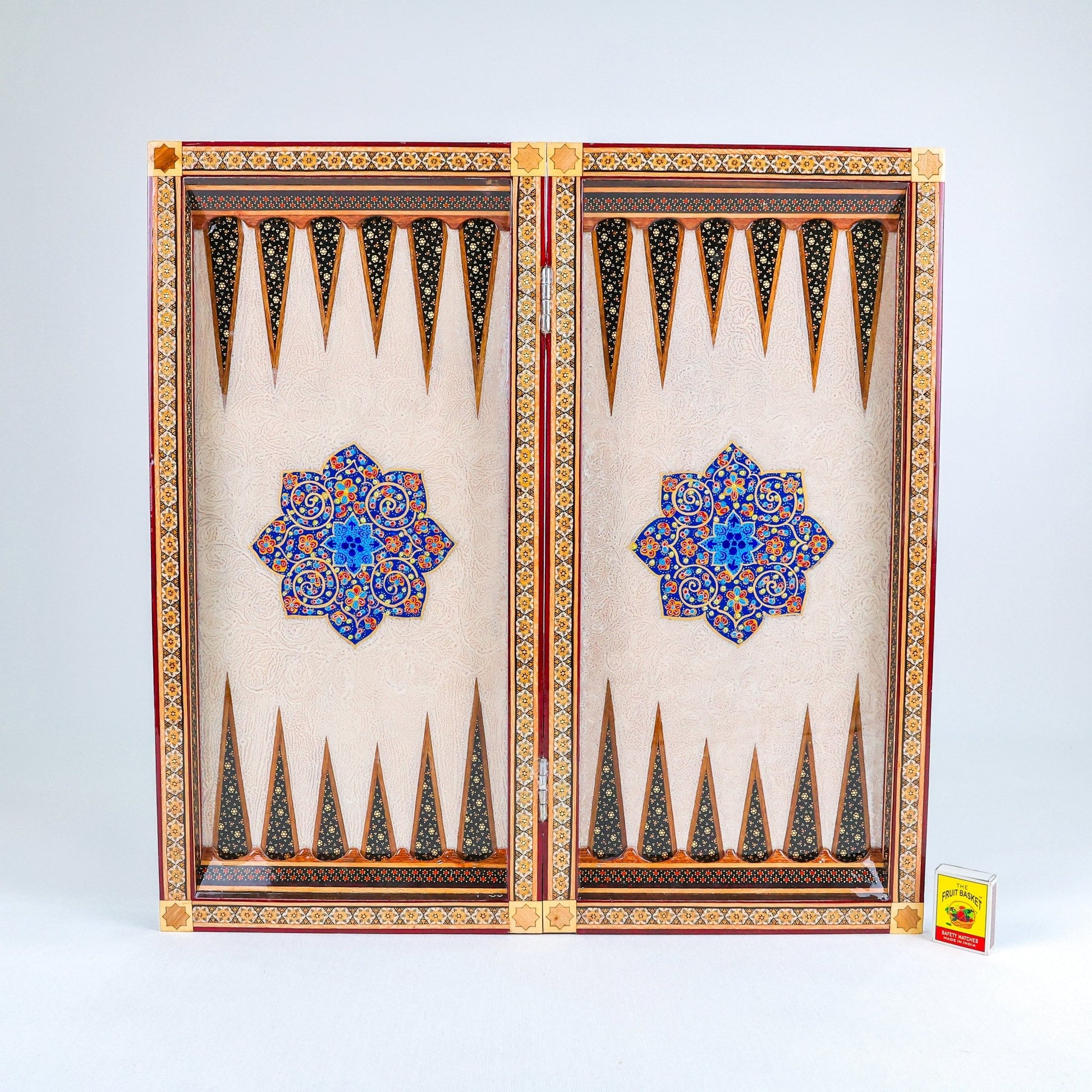 Backgammon Board – Full Khatam – Ajur Style – Tazhib Design 01 – Size 50 cm - Meraas Gallery
