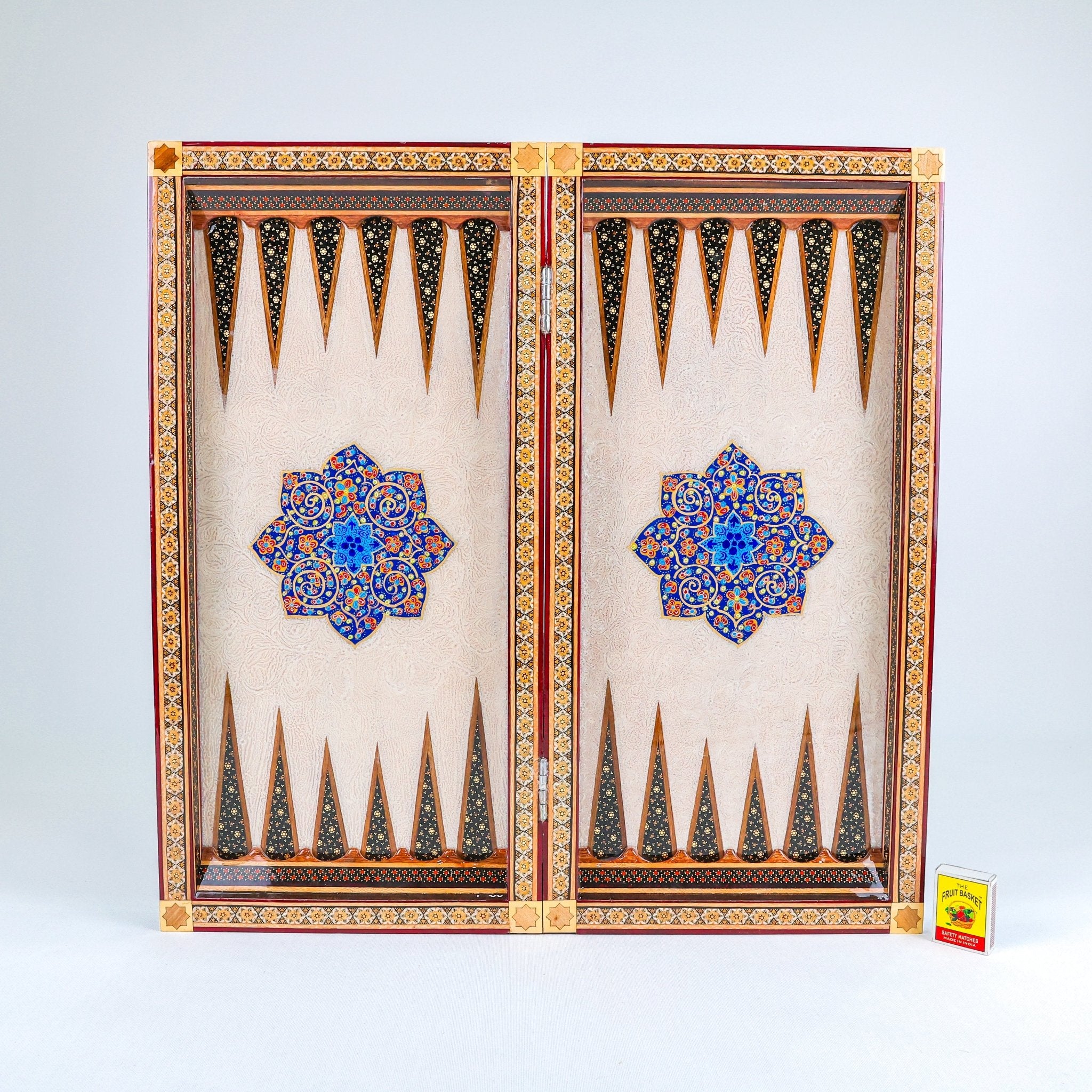 Backgammon Board – Full Khatam – Ajur Style – Tazhib Design 01 – Size 50 cm - Meraas Gallery