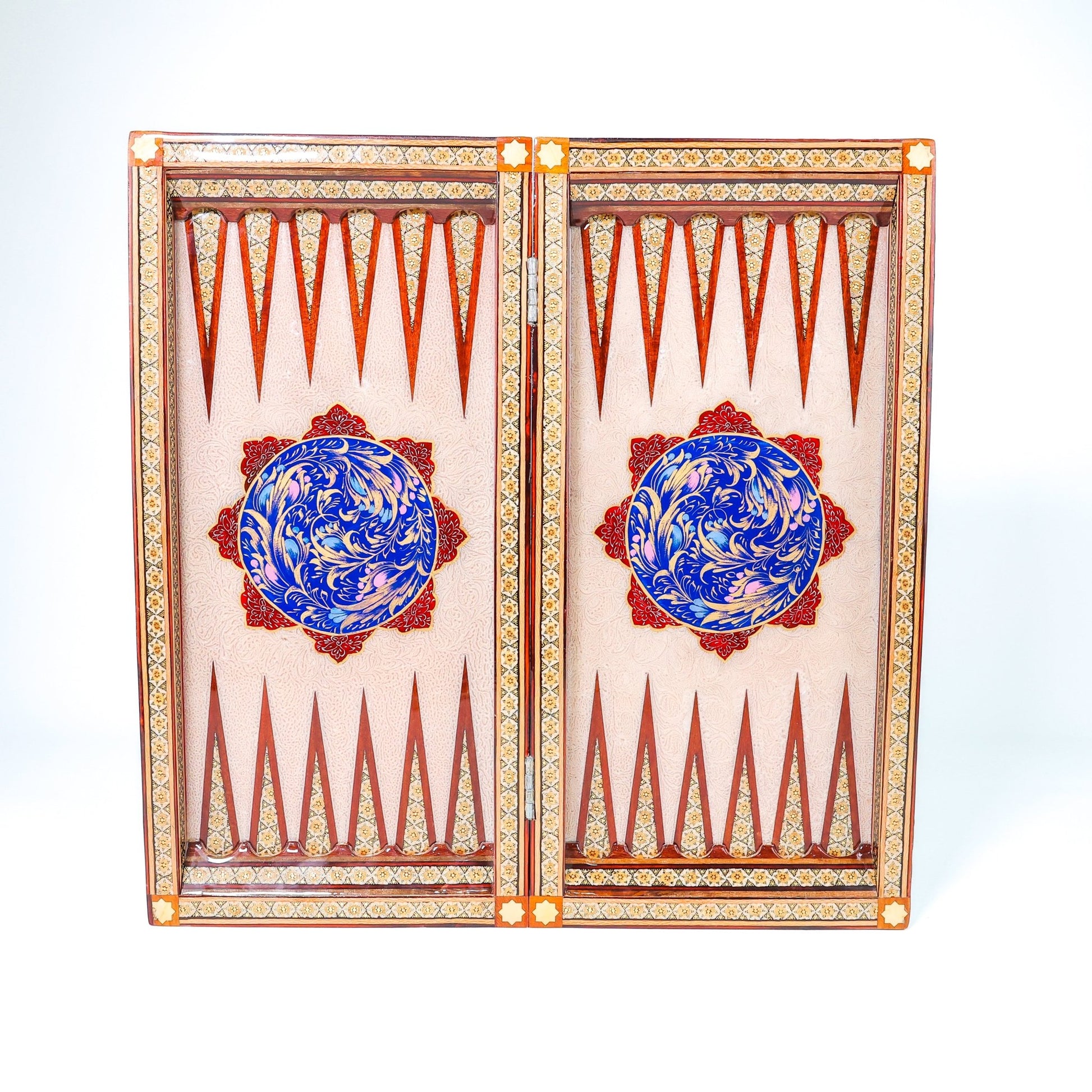 Backgammon Board – Full Khatam – Ajur Style – Tazhib Design 02 – Size 50 cm - Meraas Gallery