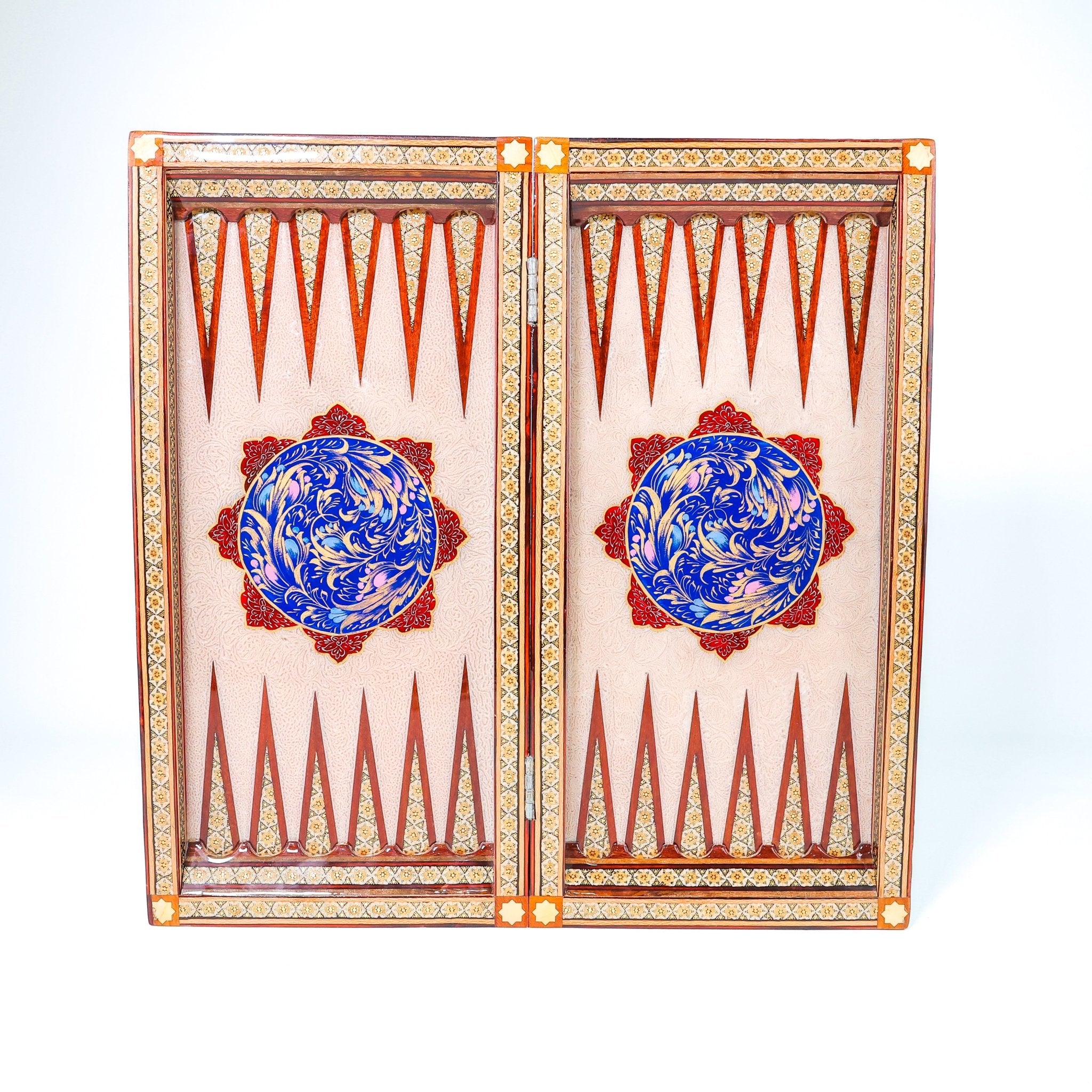 Backgammon Board – Full Khatam – Ajur Style – Tazhib Design 02 – Size 50 cm - Meraas Gallery