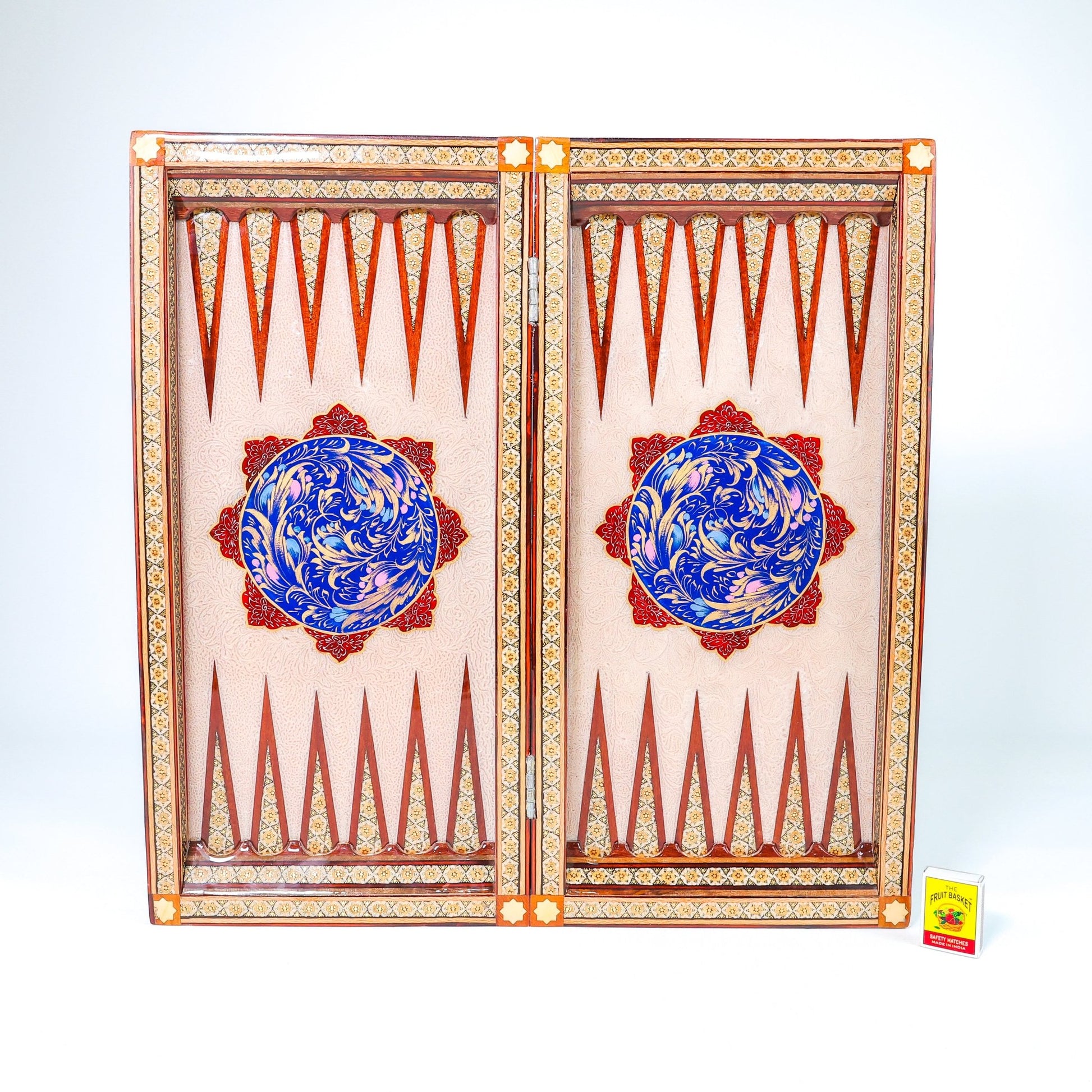 Backgammon Board – Full Khatam – Ajur Style – Tazhib Design 02 – Size 50 cm - Meraas Gallery