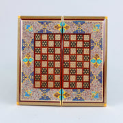 Backgammon & Chess Board – Hand - Painted Surface – Khatam Interior – Design 04 – Size 30 cm - Meraas Gallery
