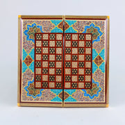 Backgammon & Chess Board – Hand - Painted Surface – Khatam Interior – Design 05 – Size 30 cm - Meraas Gallery