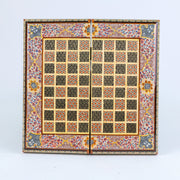 Backgammon & Chess Board – Rounded Edge – Mother - of - Pearl Interior – Tazhib Design 03 – Size 30 cm - Meraas Gallery