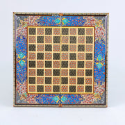 Backgammon & Chess Board – Rounded Edge – Mother - of - Pearl Interior – Tazhib Design 04 – Size 30 cm - Meraas Gallery