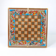 Backgammon & Chess Board – Full Khatam – Mother - of - Pearl Interior – Design 02 – Size 35 cm - Meraas Gallery