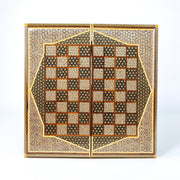 Backgammon & Chess Board – Full Khatam – Mother - of - Pearl Interior – Design 03 – Size 35 cm - Meraas Gallery