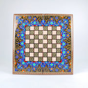 Backgammon Board – Shirazi Hand - Painted – Wire Khatam – Premium Quality – Design 02 – Size 50 cm - Meraas Gallery