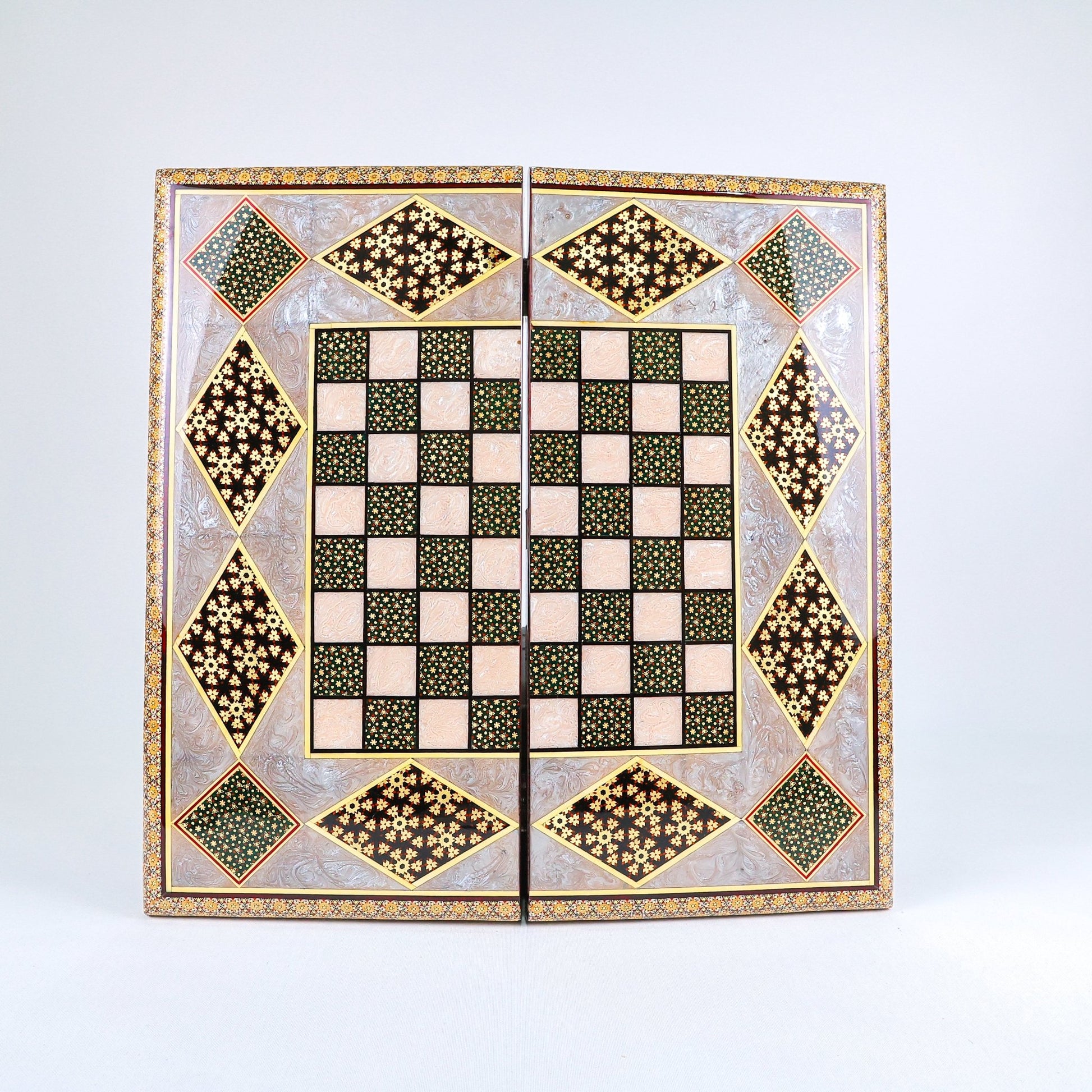 Backgammon Board – Full Khatam – Shirazi Style – Design 01 – Size 50 cm - Meraas Gallery