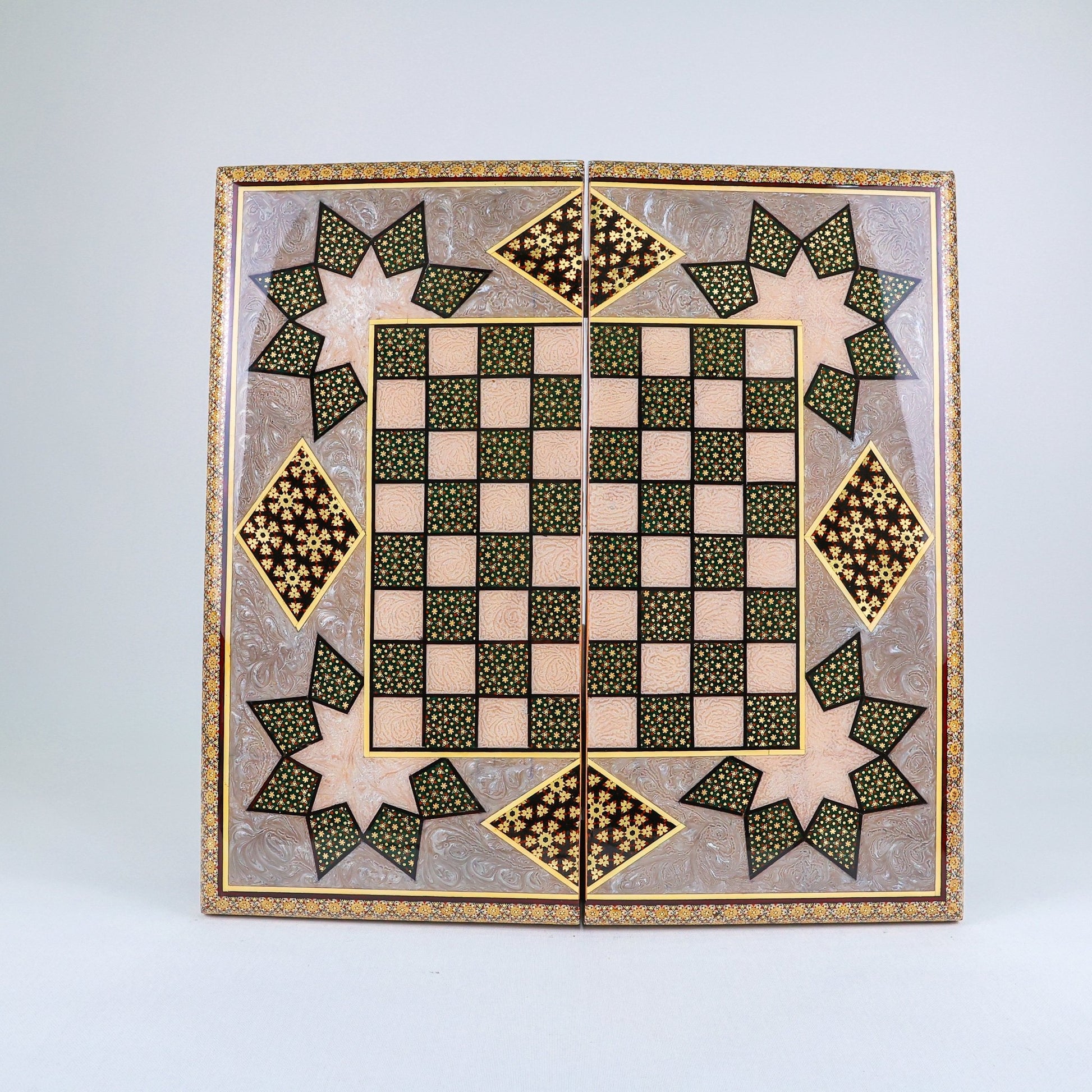 Backgammon Board – Full Khatam – Shirazi Style – Design 02 – Size 50 cm - Meraas Gallery