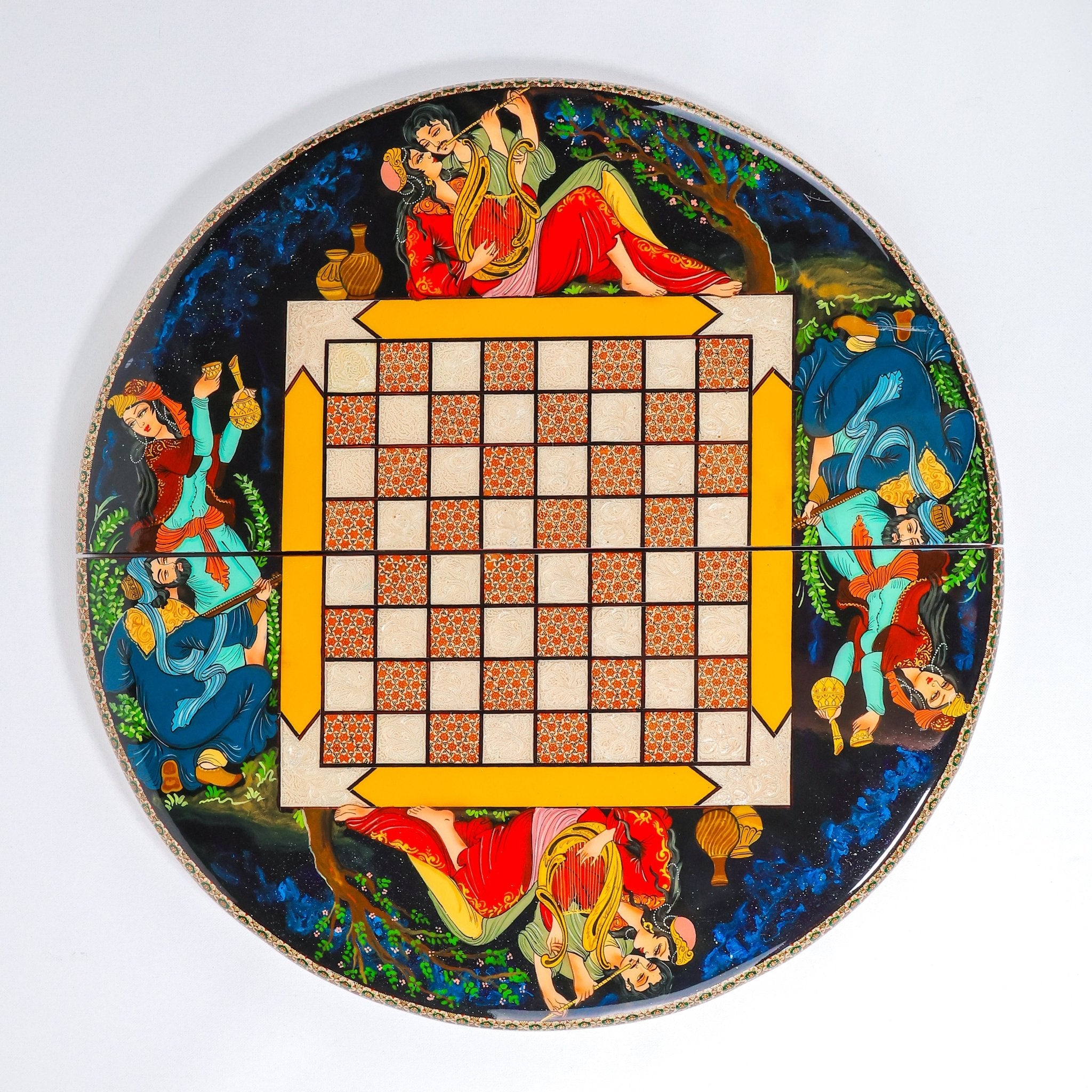 Round Board – Shiraz Miniature Painting – Design 01 – Size 60 cm - Meraas Gallery