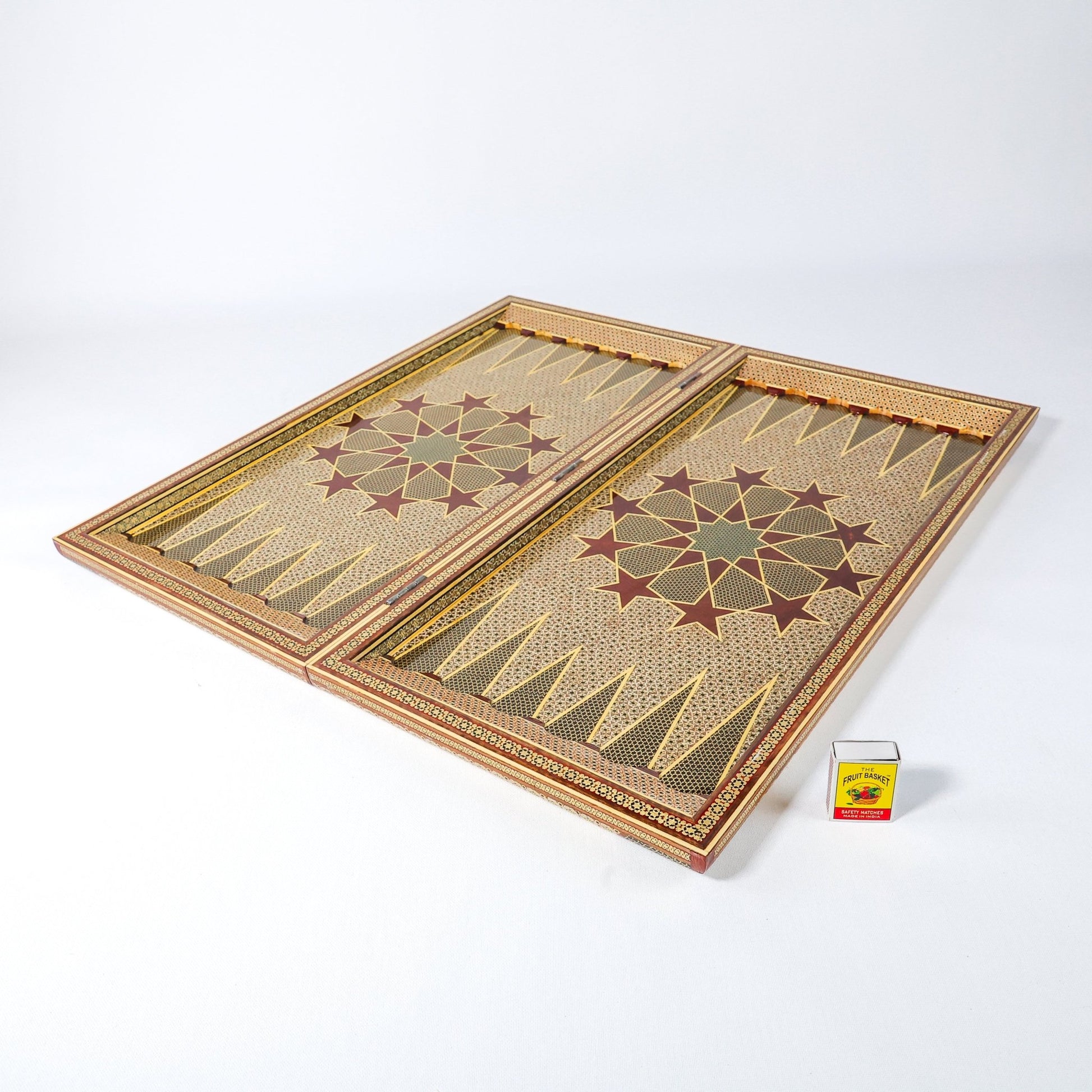 Backgammon Board – Full Khatam – Premium Mixed Wood & Walnut – Size 60 cm - Meraas Gallery