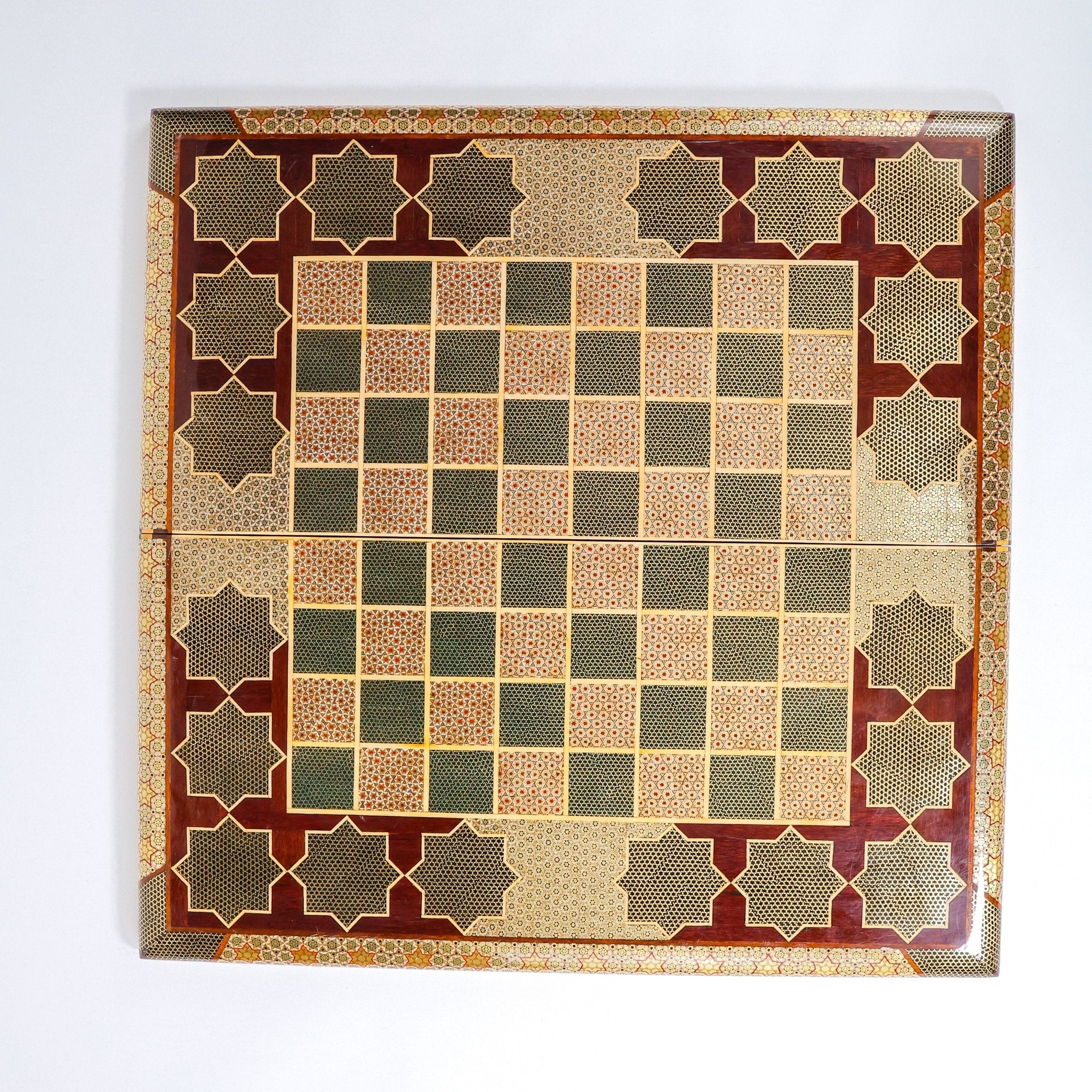 Backgammon Board – Full Khatam – Premium Mixed Wood & Walnut – Size 60 cm - Meraas Gallery