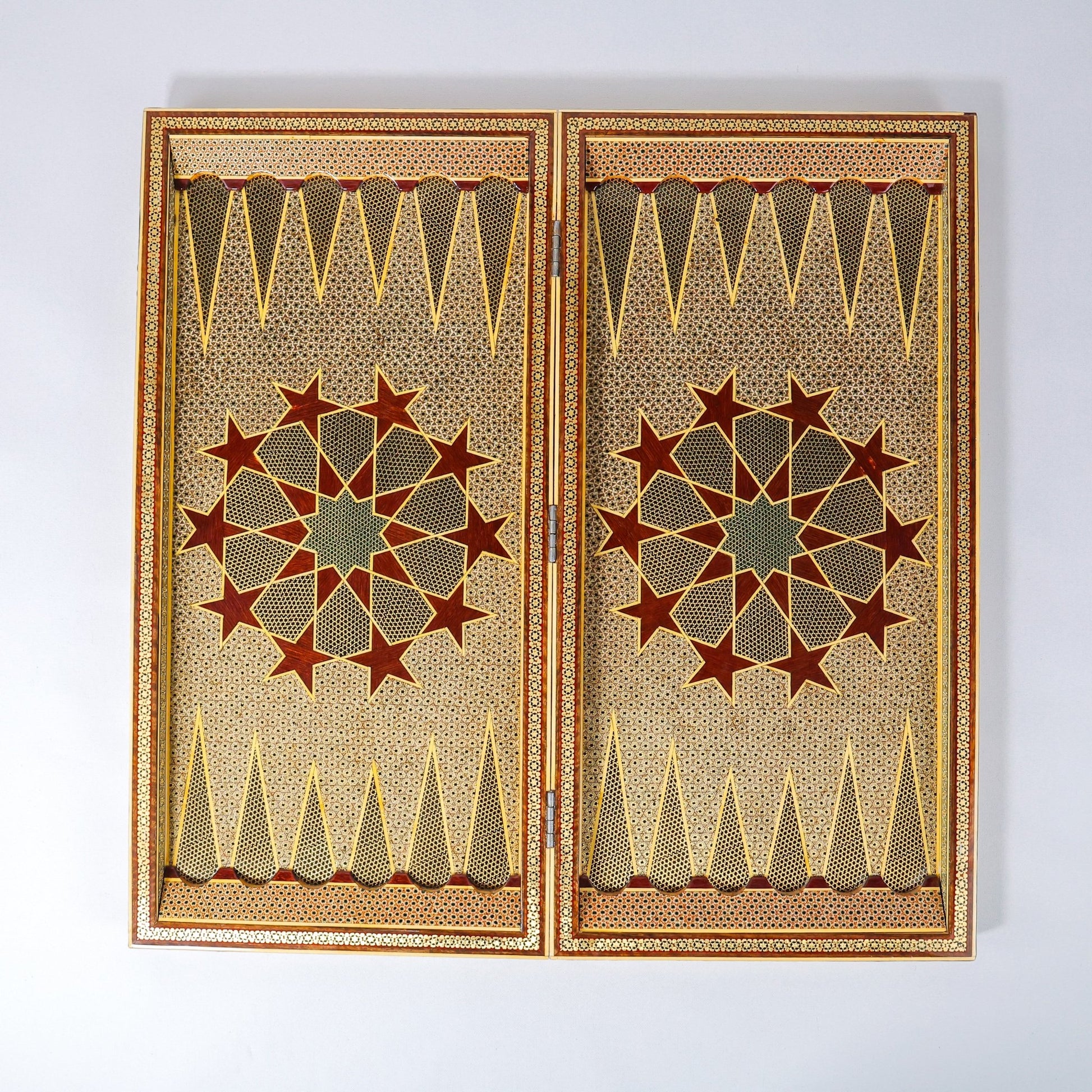 Backgammon Board – Full Khatam – Premium Mixed Wood & Walnut – Size 60 cm - Meraas Gallery