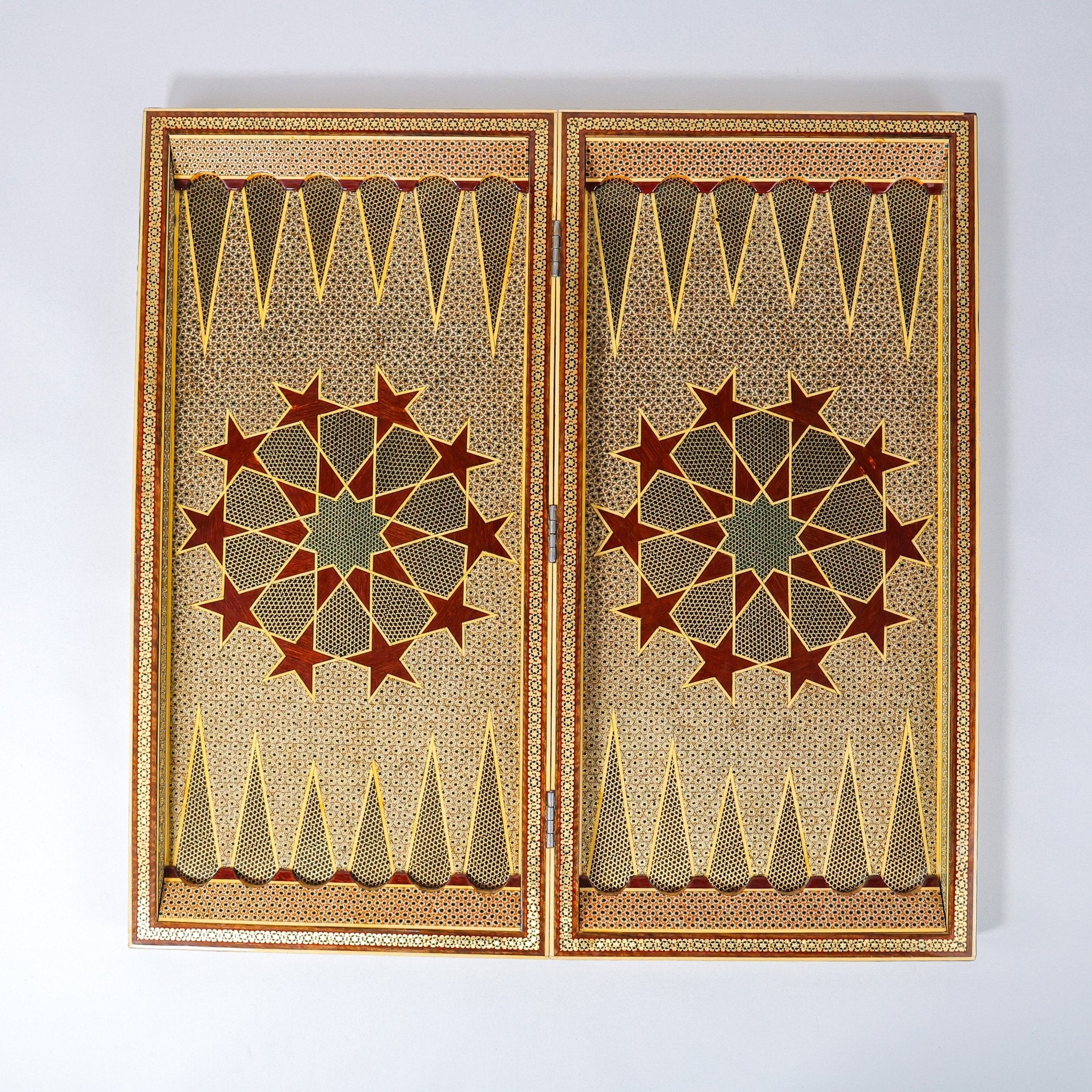 Backgammon Board – Full Khatam – Premium Mixed Wood & Walnut – Size 60 cm - Meraas Gallery