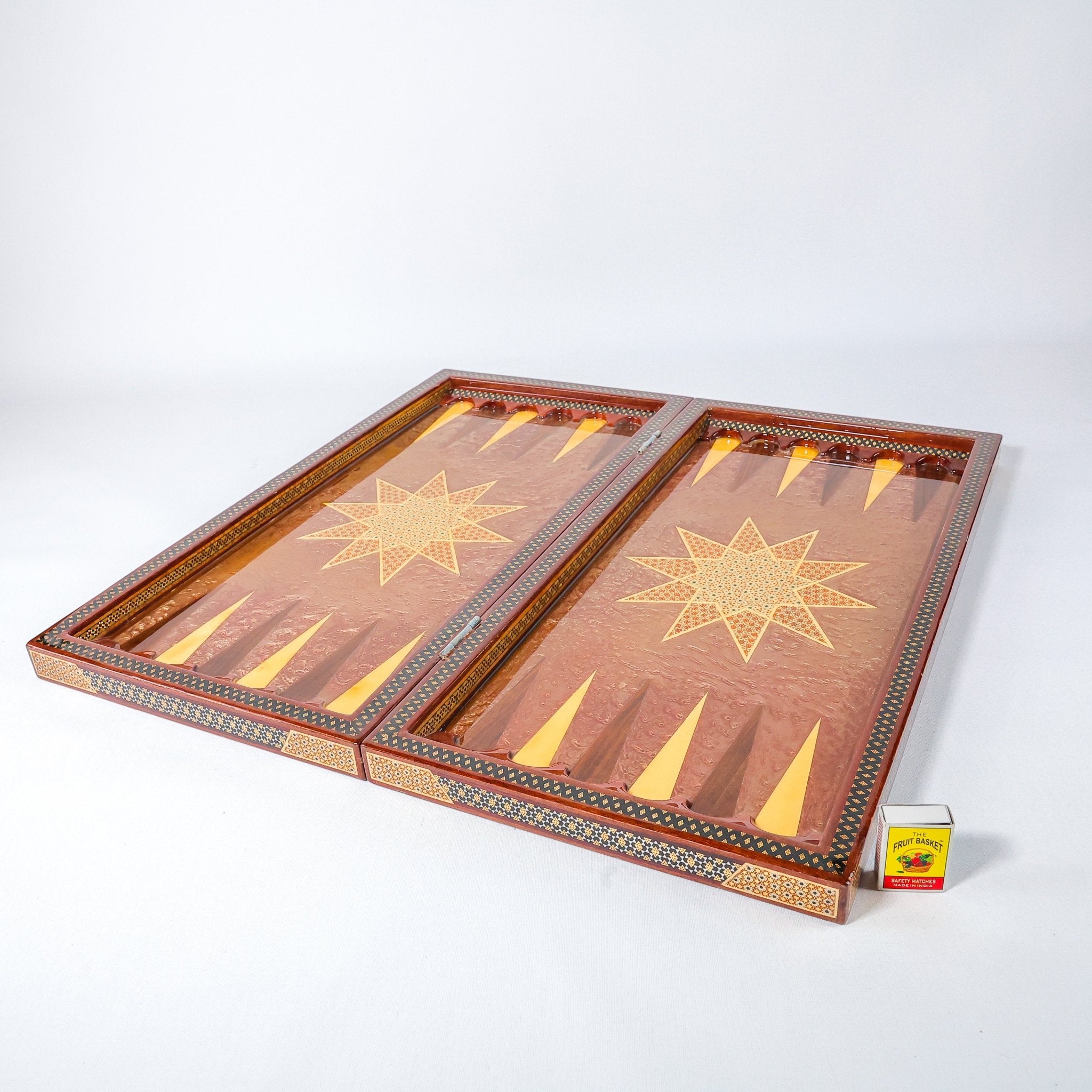 Backgammon Board – Mother - of - Pearl Interior – Hand - Painted Tazhib – Size 60 cm - Meraas Gallery