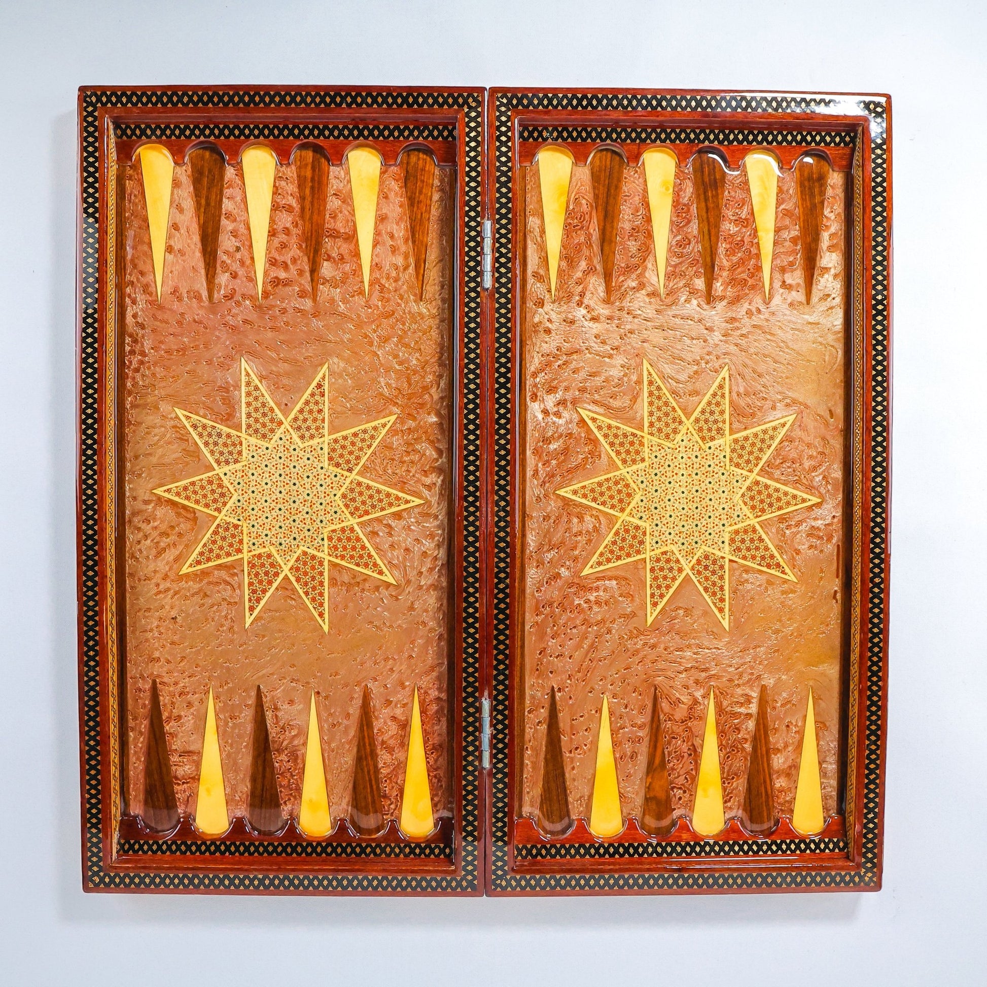 Backgammon Board – Mother - of - Pearl Interior – Hand - Painted Tazhib – Size 60 cm - Meraas Gallery