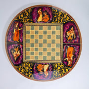 Round Backgammon Board – Inlay (Laili & Majnun) – Shirazi Style – Design 01 – Size 70 cm - Meraas Gallery