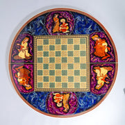 Round Backgammon Board – Inlay (Laili & Majnun) – Shirazi Style – Design 02 – Size 80 cm - Meraas Gallery