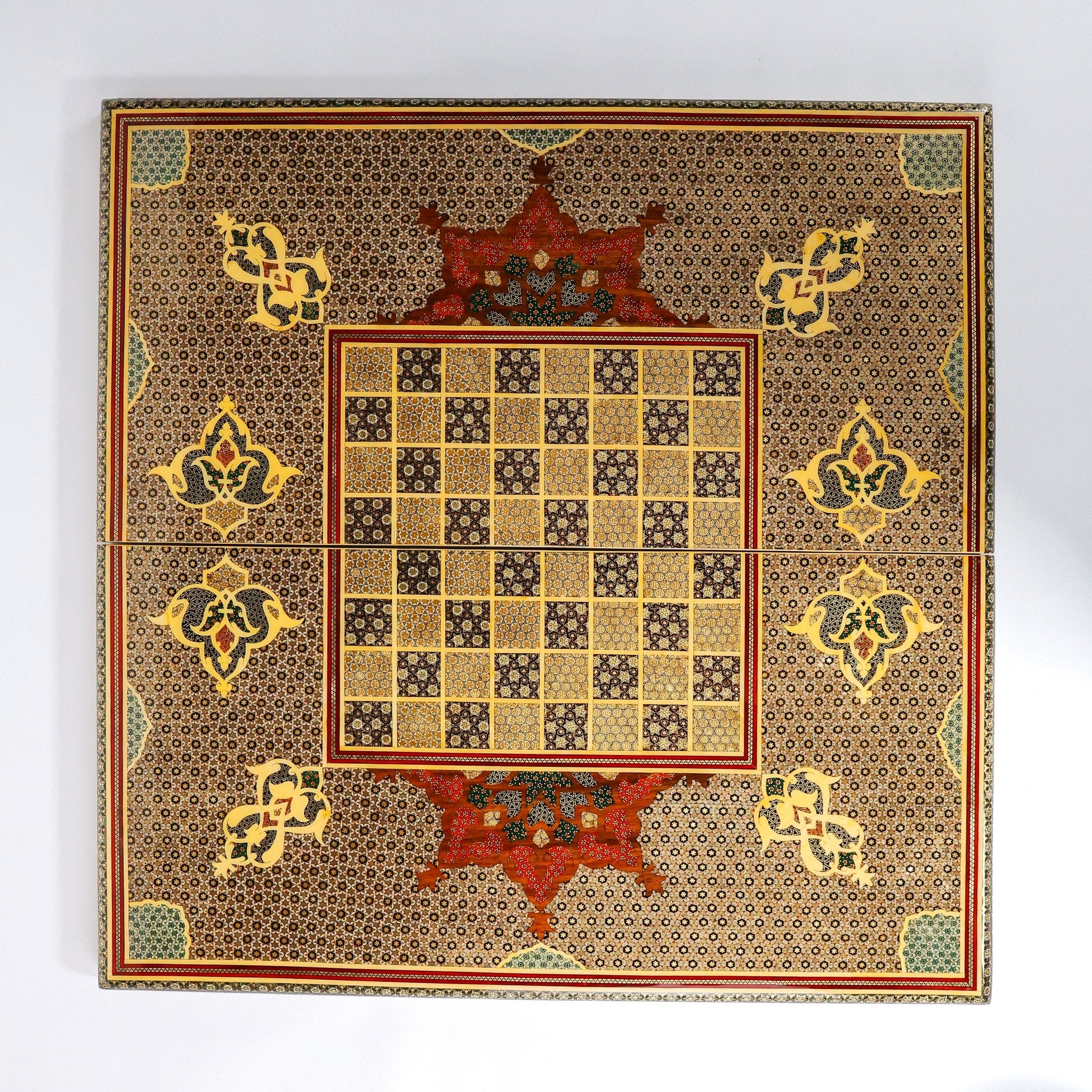 Backgammon Board – Khatam Inlay – Toranj Motif – Shirazi Style – Design 02 – Size 70 cm - Meraas Gallery