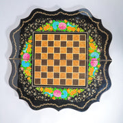 Backgammon Board – Scalloped Edge – Shirazi Hand - Painted – Design 01 – Size 70 cm - Meraas Gallery