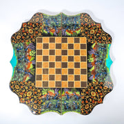 Backgammon Board – Scalloped Edge – Shirazi Hand - Painted – Design 02 – Size 70 cm - Meraas Gallery