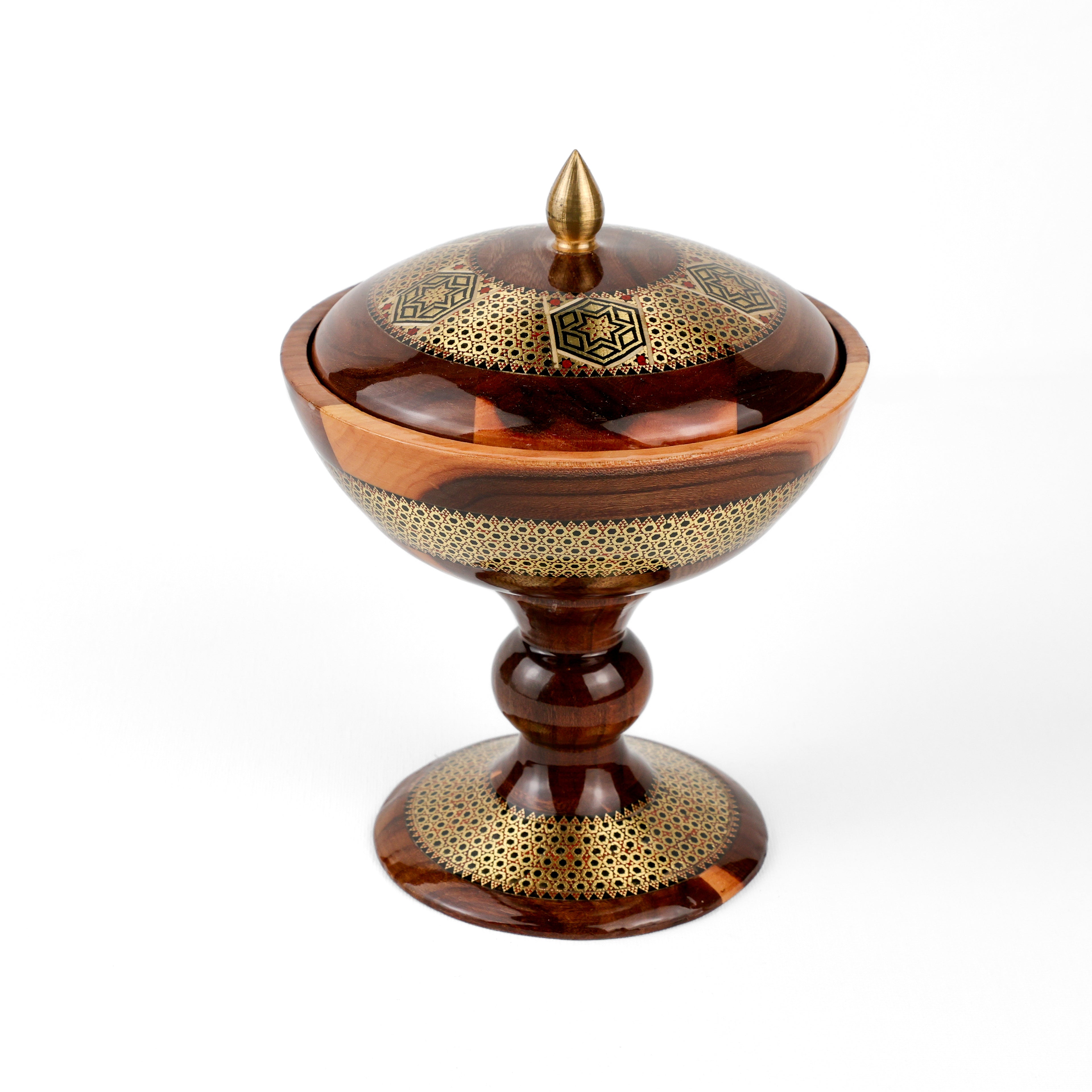 Candy Dish - Pedestal - Size 2 - Wood and Wire Khatam