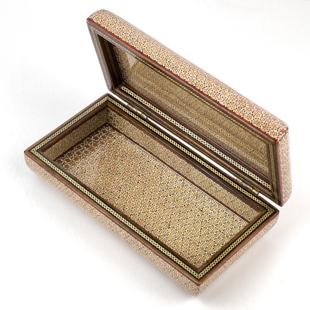 Jewelry Box - Size 10x20 - Top Tazhib Design - Interior Khatam