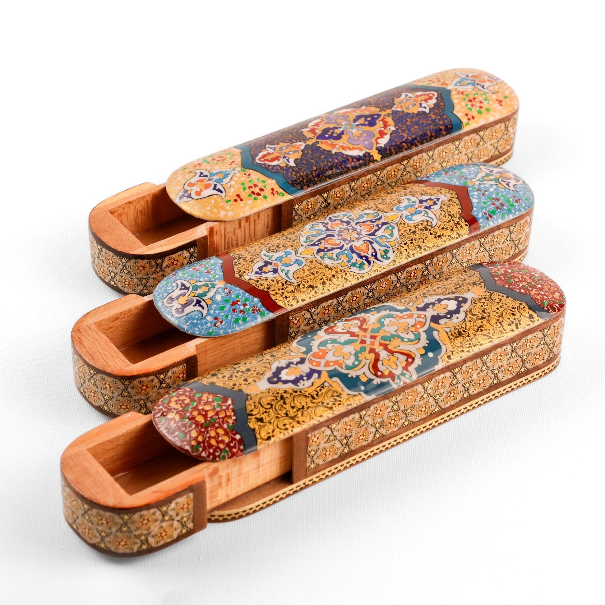 Sliding Pen Case Tazhib Painting - Size 5x20 Cm - Meraas Gallery