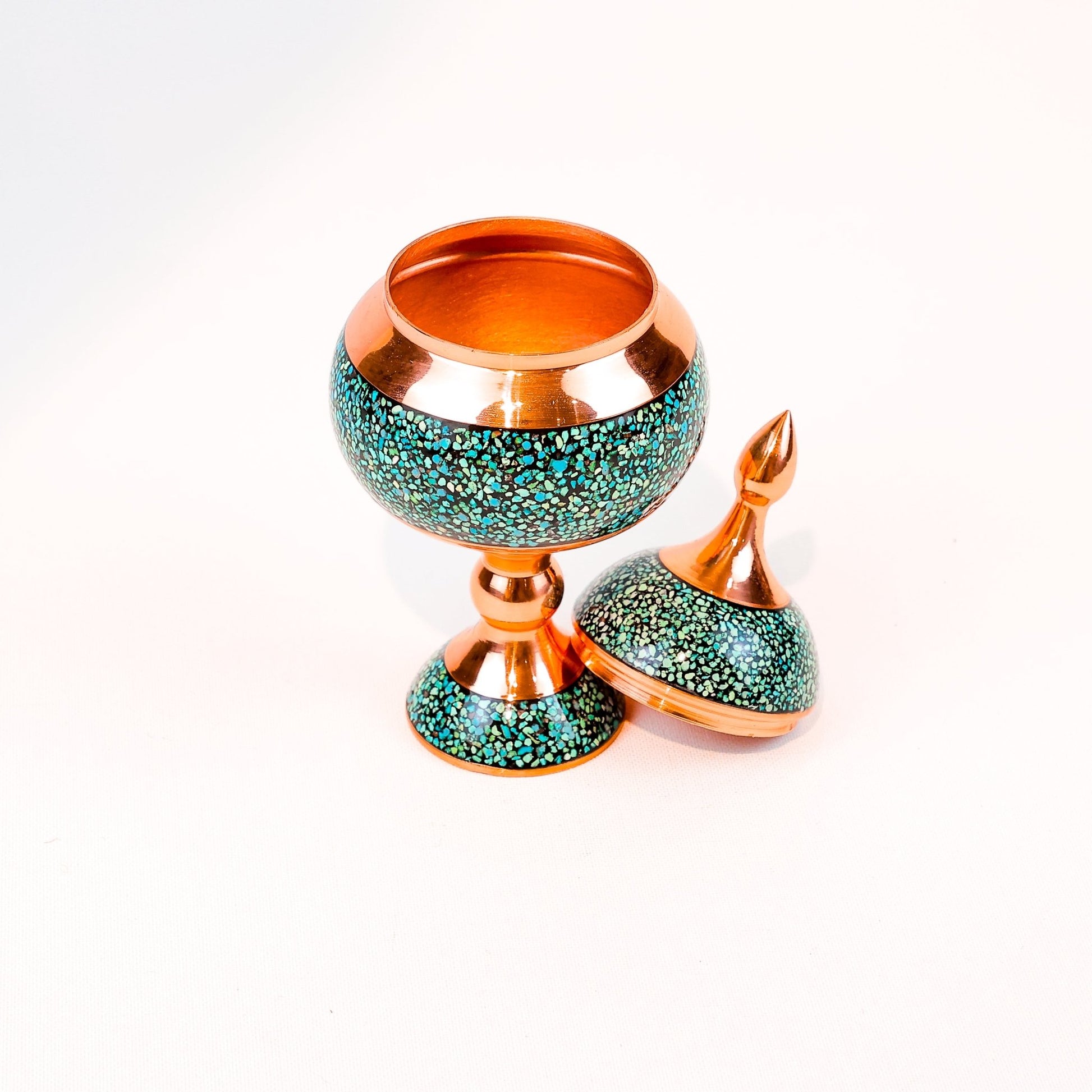 Candy Dish - Size 18 - Copper And Turquoise - Meraas Gallery