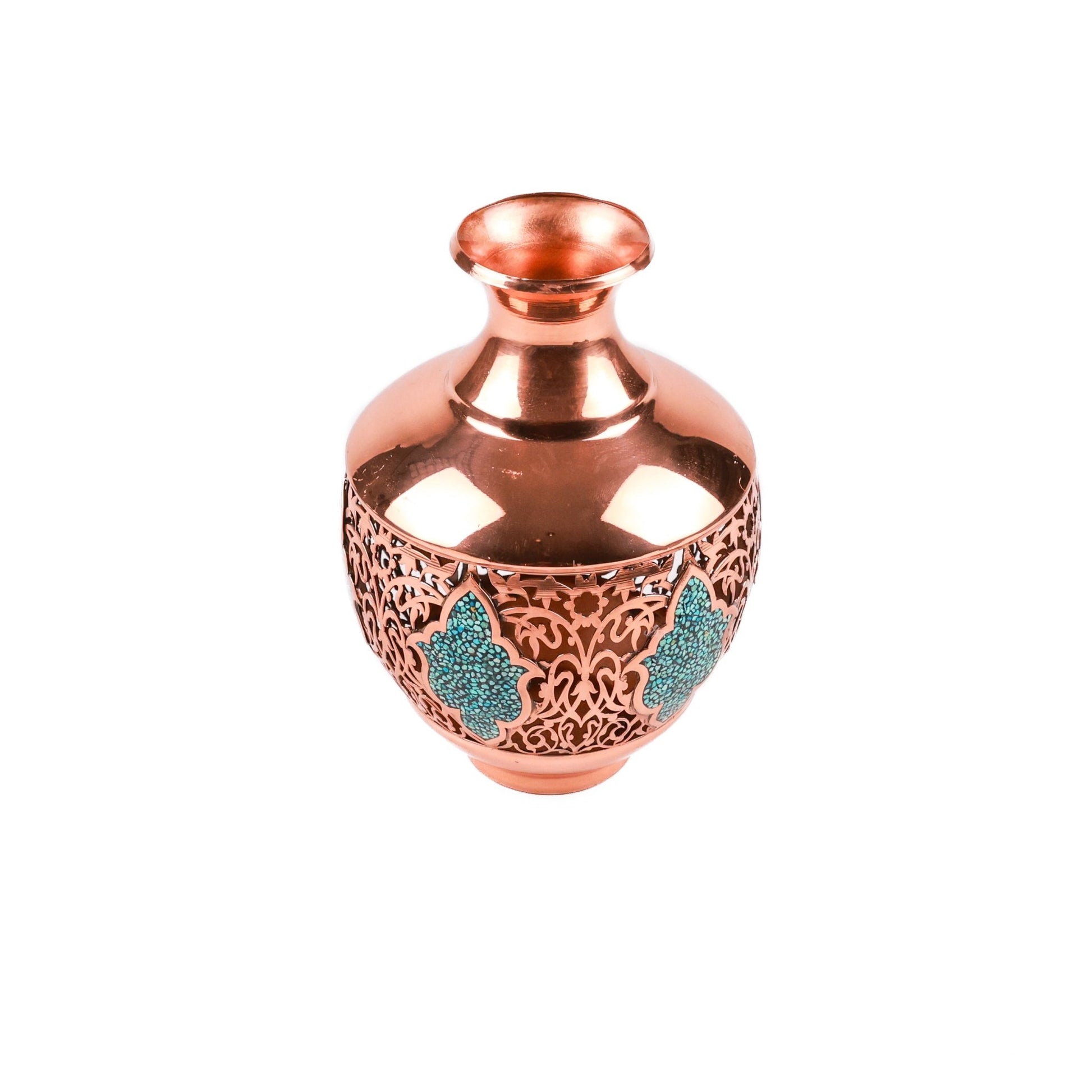 Wide - mouth Vase - Copper And Turquoise - Meraas Gallery
