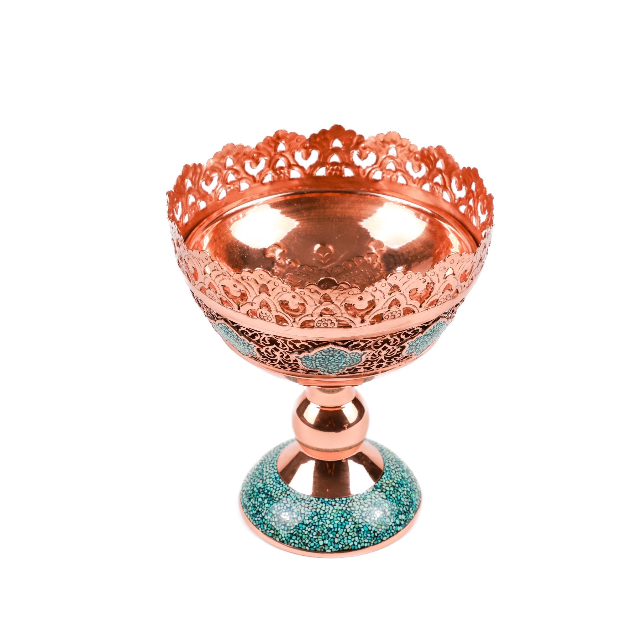 Nut Bowl - Size 20 - Copper And Turquoise - Meraas Gallery